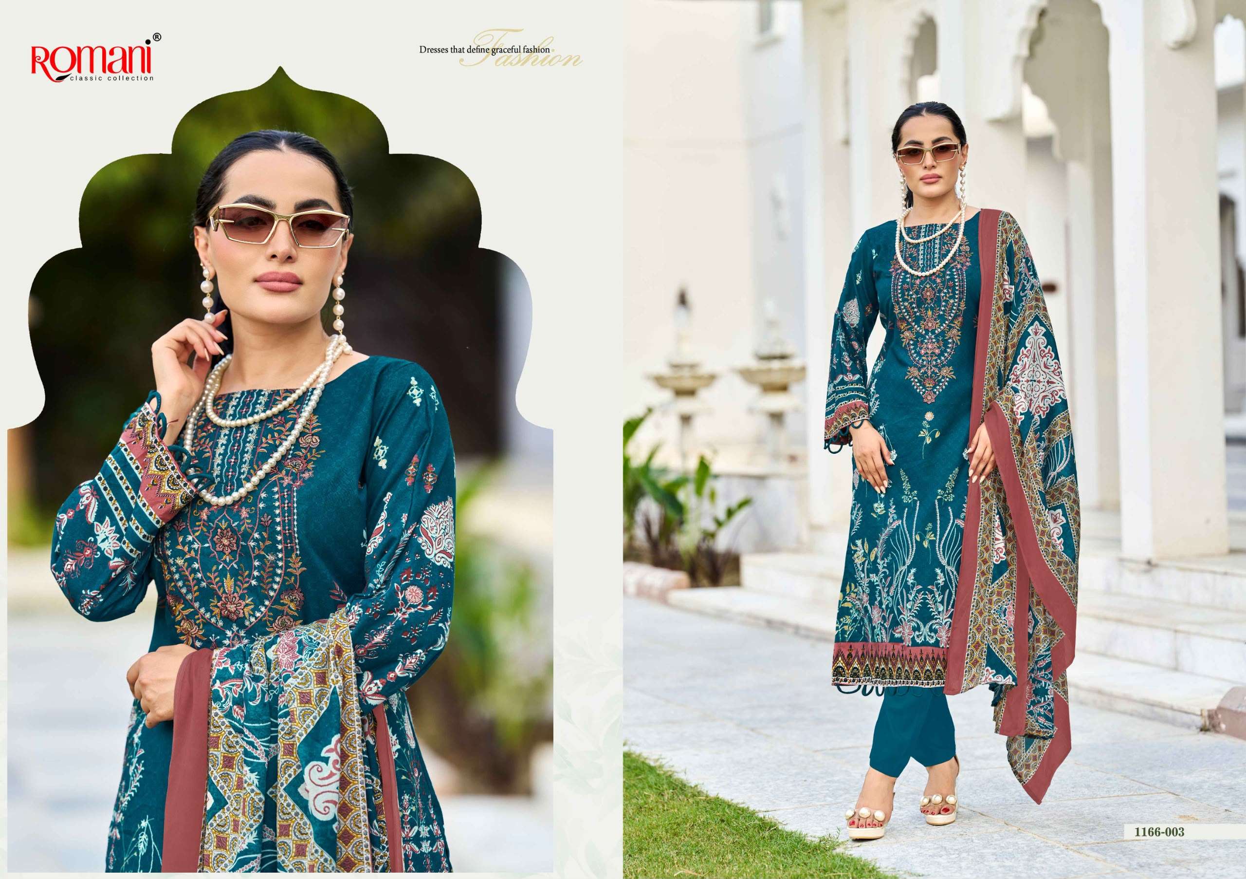ROMANI NEEDLE WONDER VOL 17 COTTON DIGITAL PRINTS WITH FANCY WORK SUIT