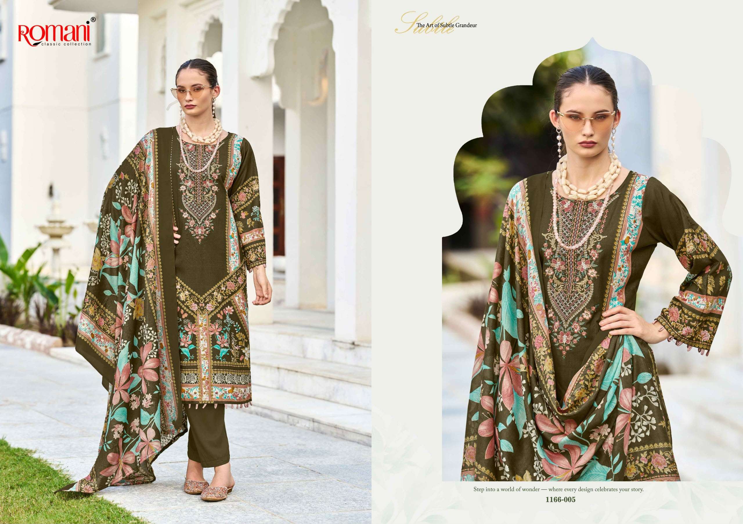 ROMANI NEEDLE WONDER VOL 17 COTTON DIGITAL PRINTS WITH FANCY WORK SUIT