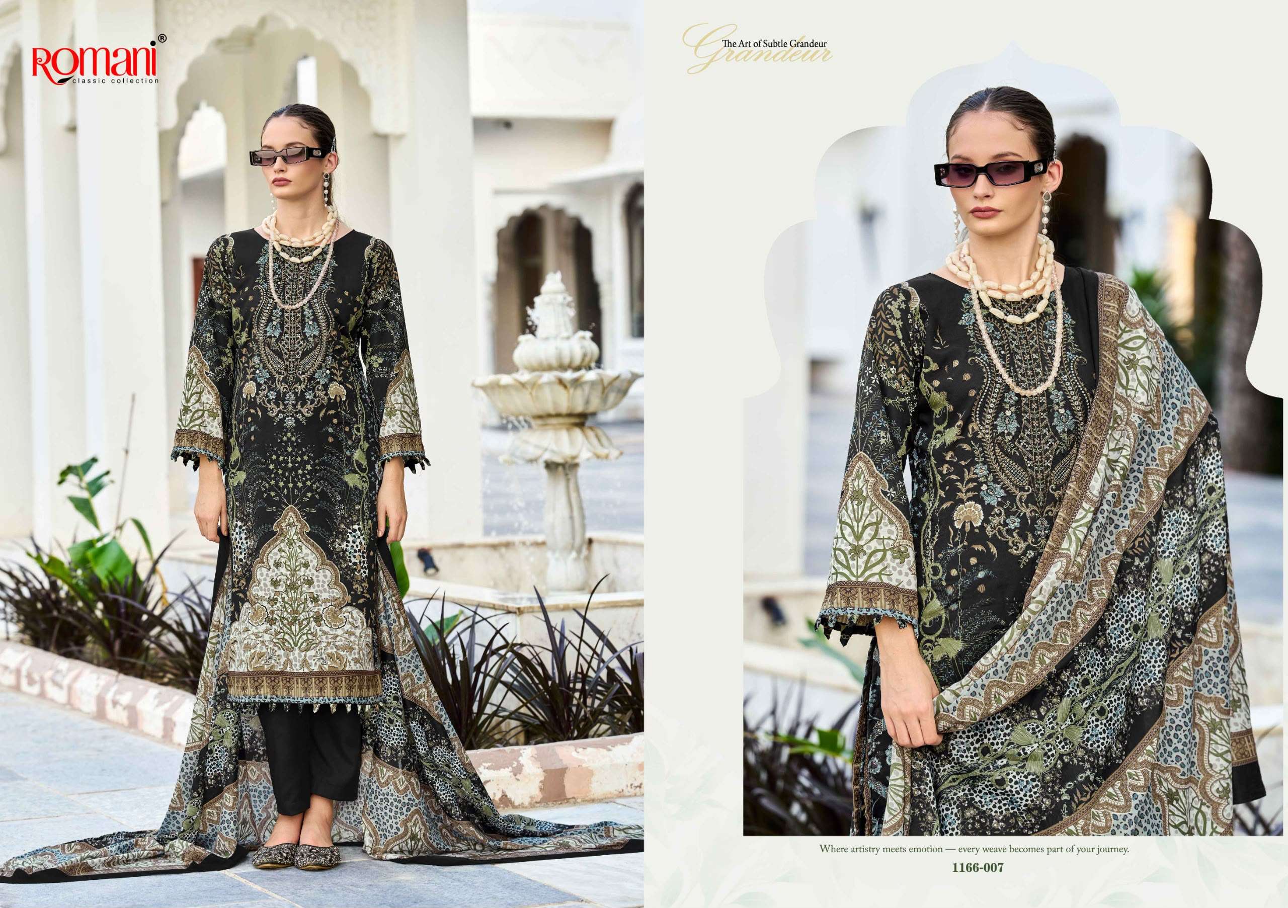 ROMANI NEEDLE WONDER VOL 17 COTTON DIGITAL PRINTS WITH FANCY WORK SUIT