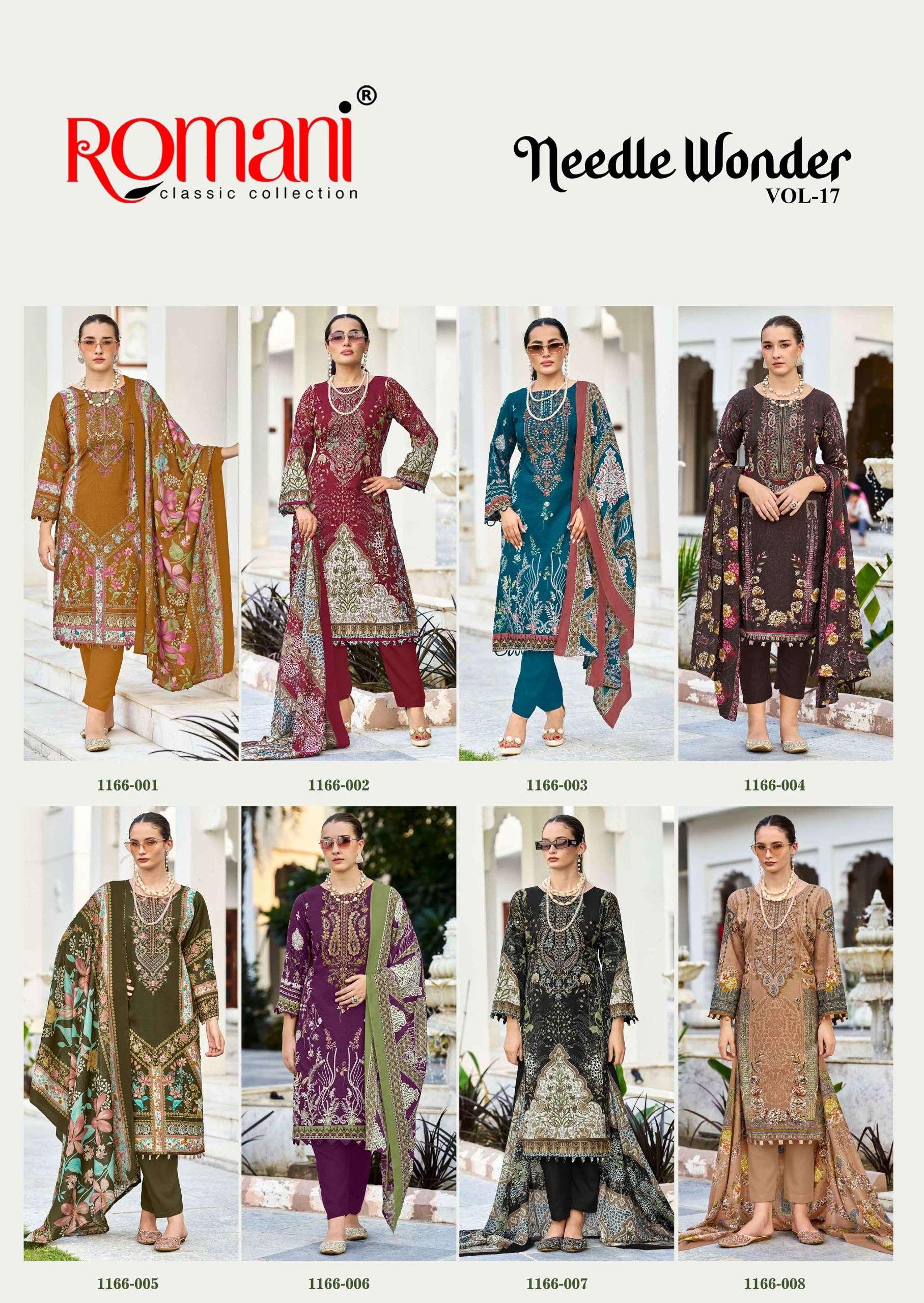 ROMANI NEEDLE WONDER VOL 17 COTTON DIGITAL PRINTS WITH FANCY WORK SUIT