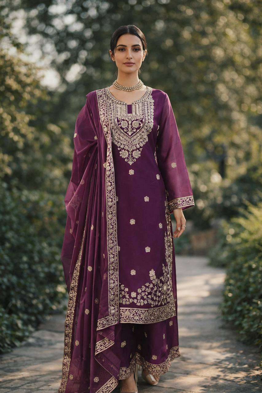RTC 5981 SILK SEQUENCE EMBROIDERY DESIGNER WORKED LADIES 3PCS SET COLLECTION 