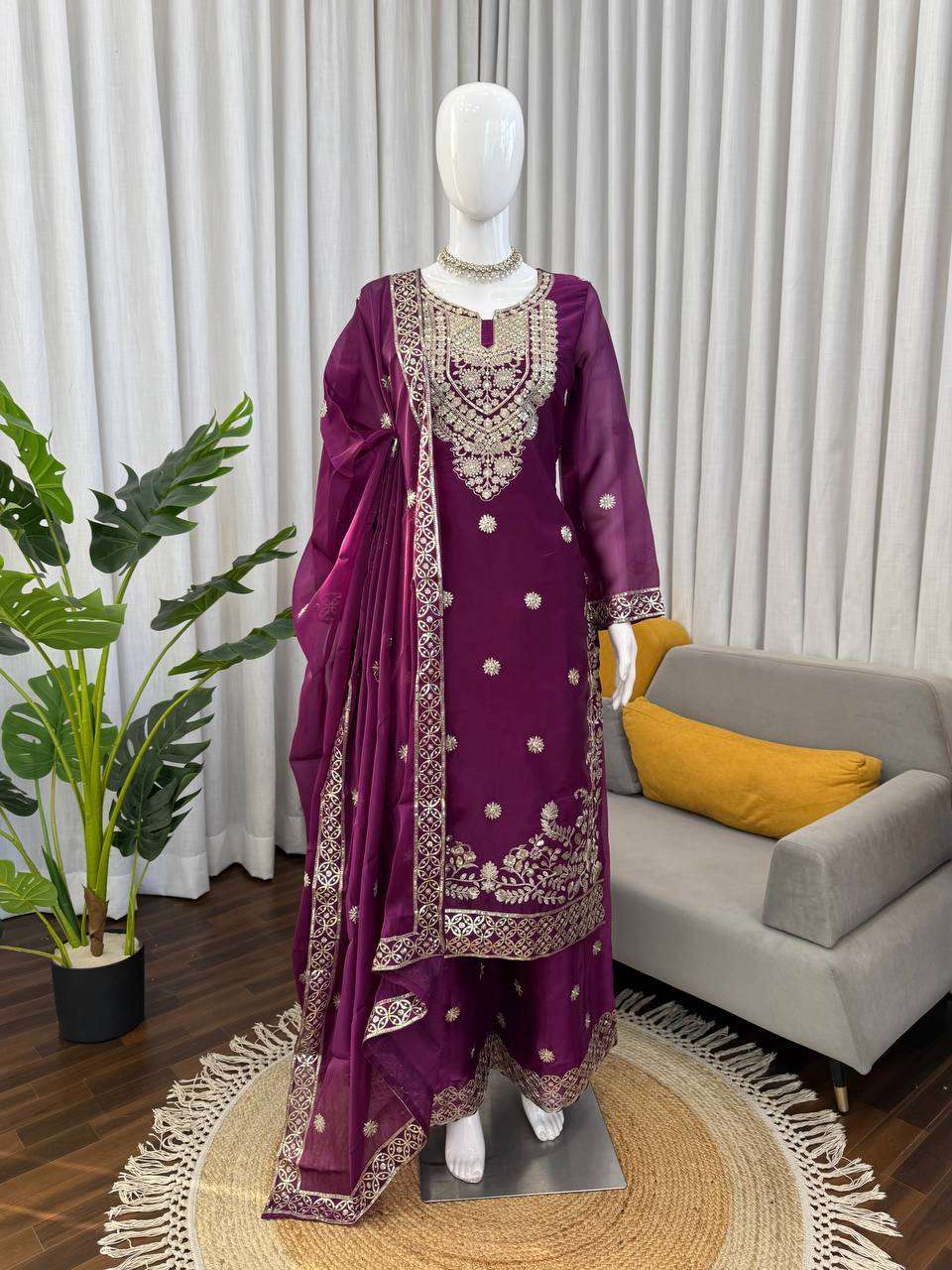 RTC 5981 SILK SEQUENCE EMBROIDERY DESIGNER WORKED LADIES 3PCS SET COLLECTION 