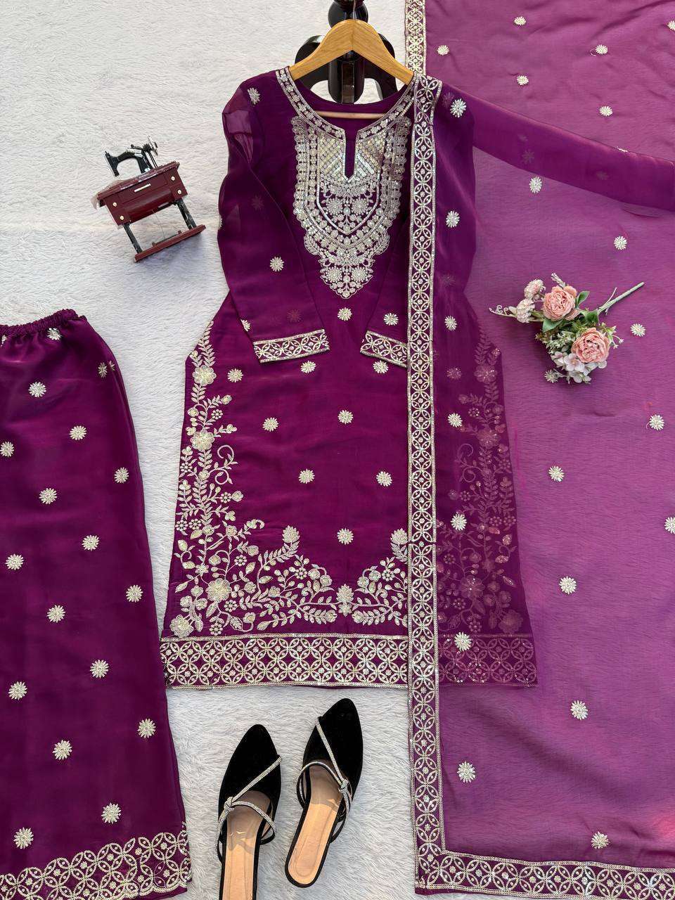 RTC 5981 SILK SEQUENCE EMBROIDERY DESIGNER WORKED LADIES 3PCS SET COLLECTION 