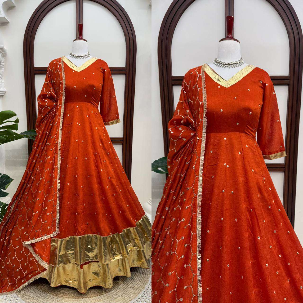 RTC 6075 SILK DESIGNER PARTY WEAR LADIES ANARKALI GOWN STYLE SUIT 