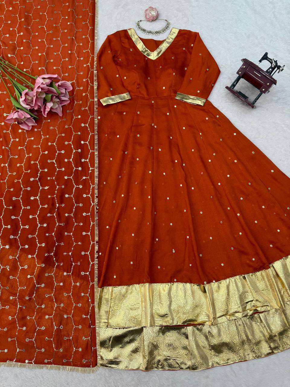 RTC 6075 SILK DESIGNER PARTY WEAR LADIES ANARKALI GOWN STYLE SUIT 