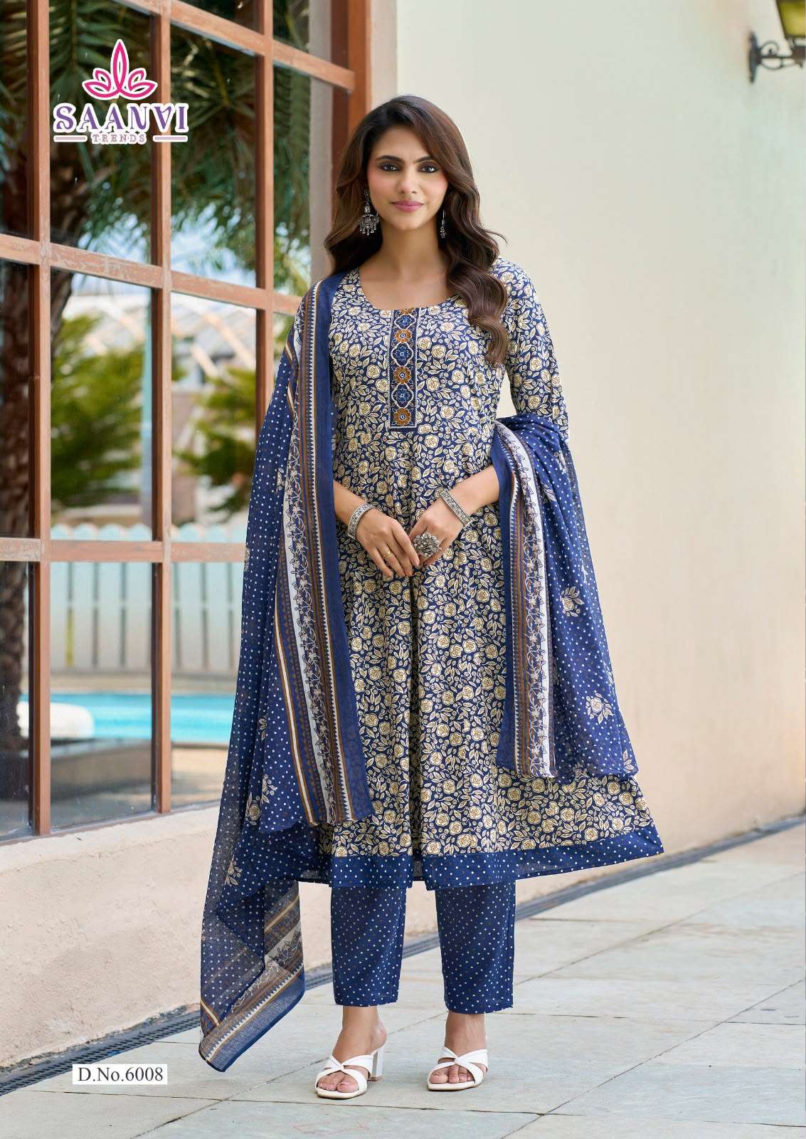  SAANVI TRENDS RASHMIKA VOL 6 COTTON PRINT READY MADE ANARKALI GOWN STYLE SUIT