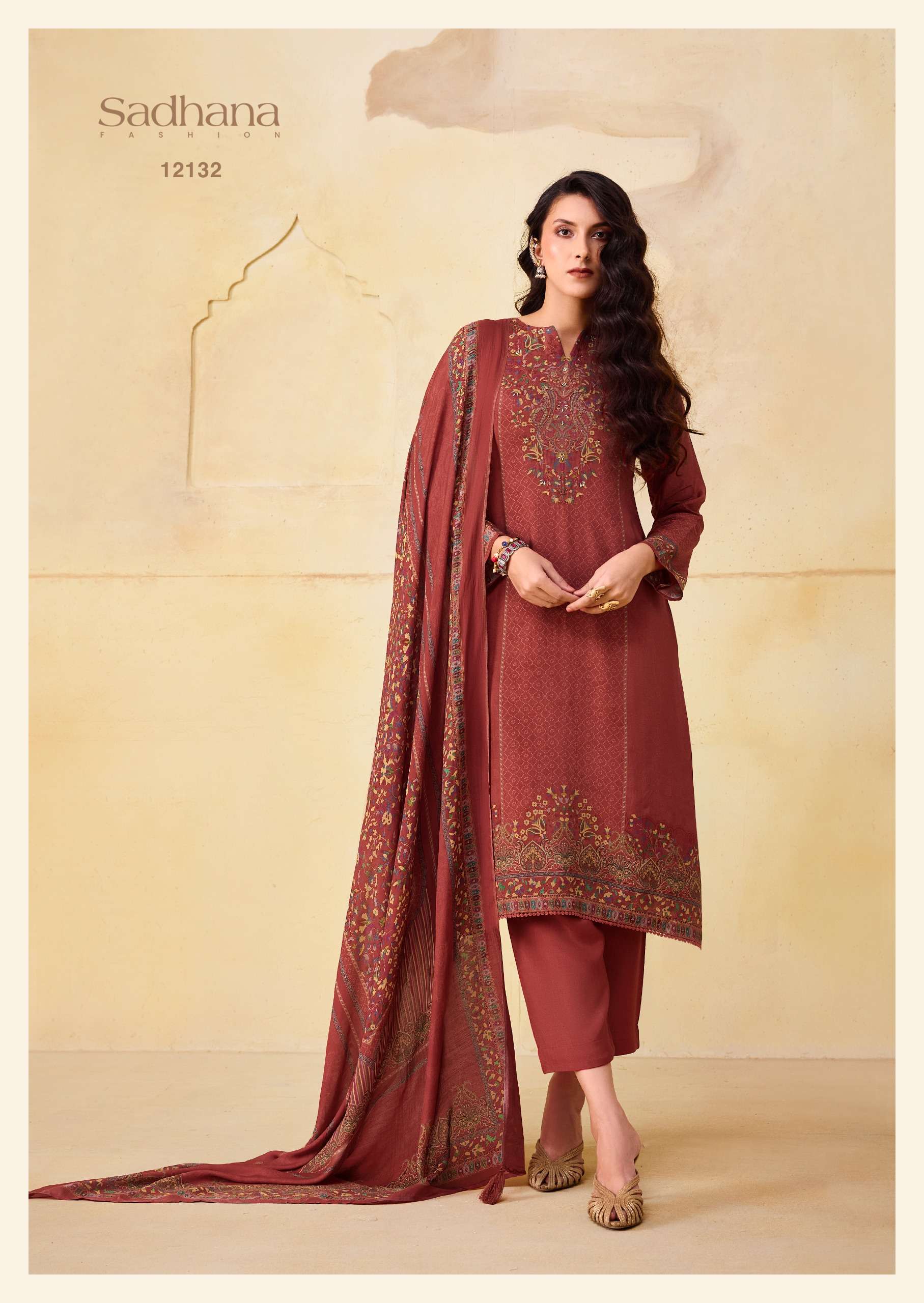 SADHANA FASHION OLIVIA VOL 3 PASHMINA DIGITAL PRINTS WITH FANCY EMBROIDERY WORK SUIT