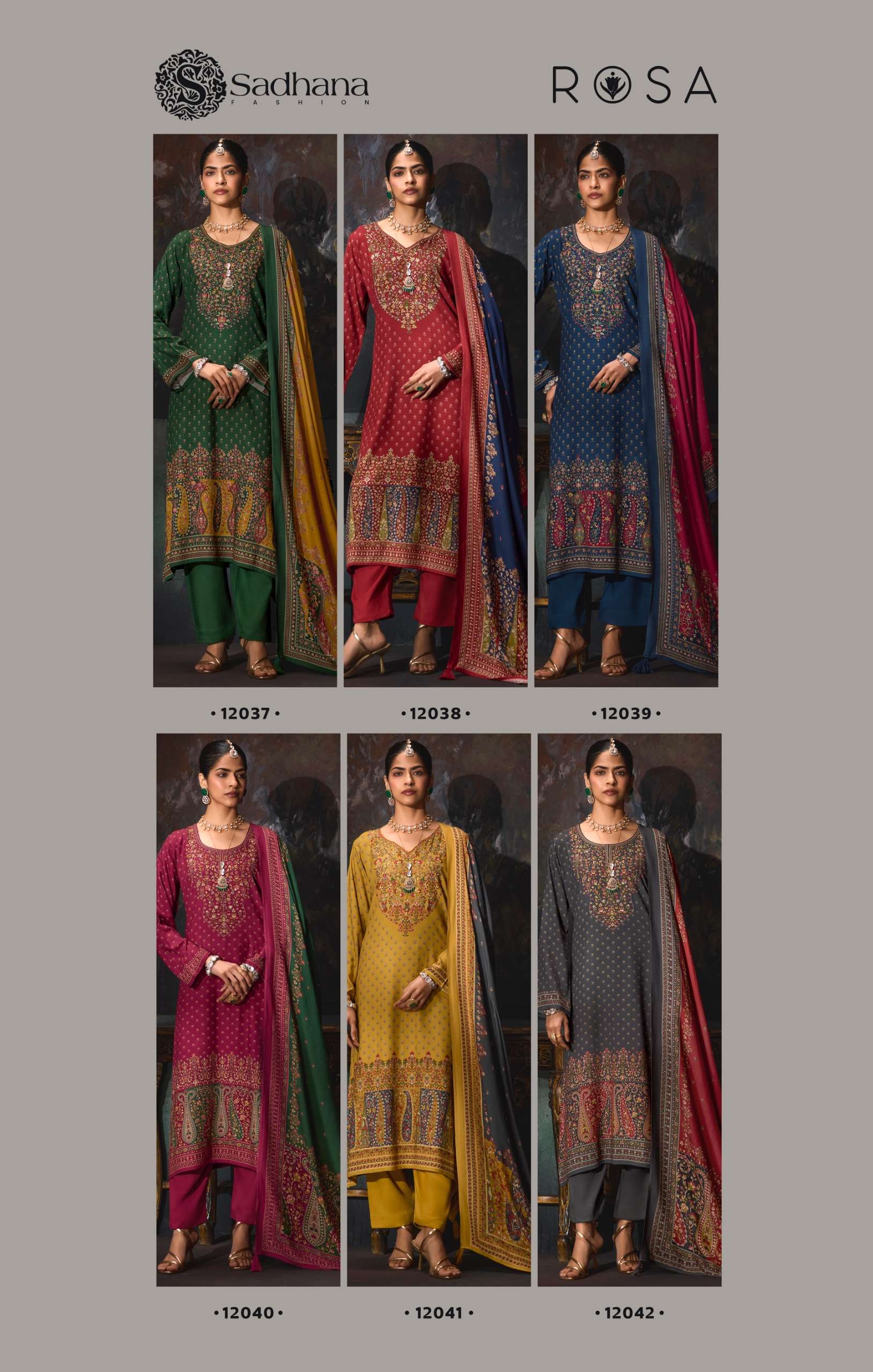 SADHANA FASHION ROSA PASHMINA DIGITAL PRINT WITH DESIGNER WORK SUIT
