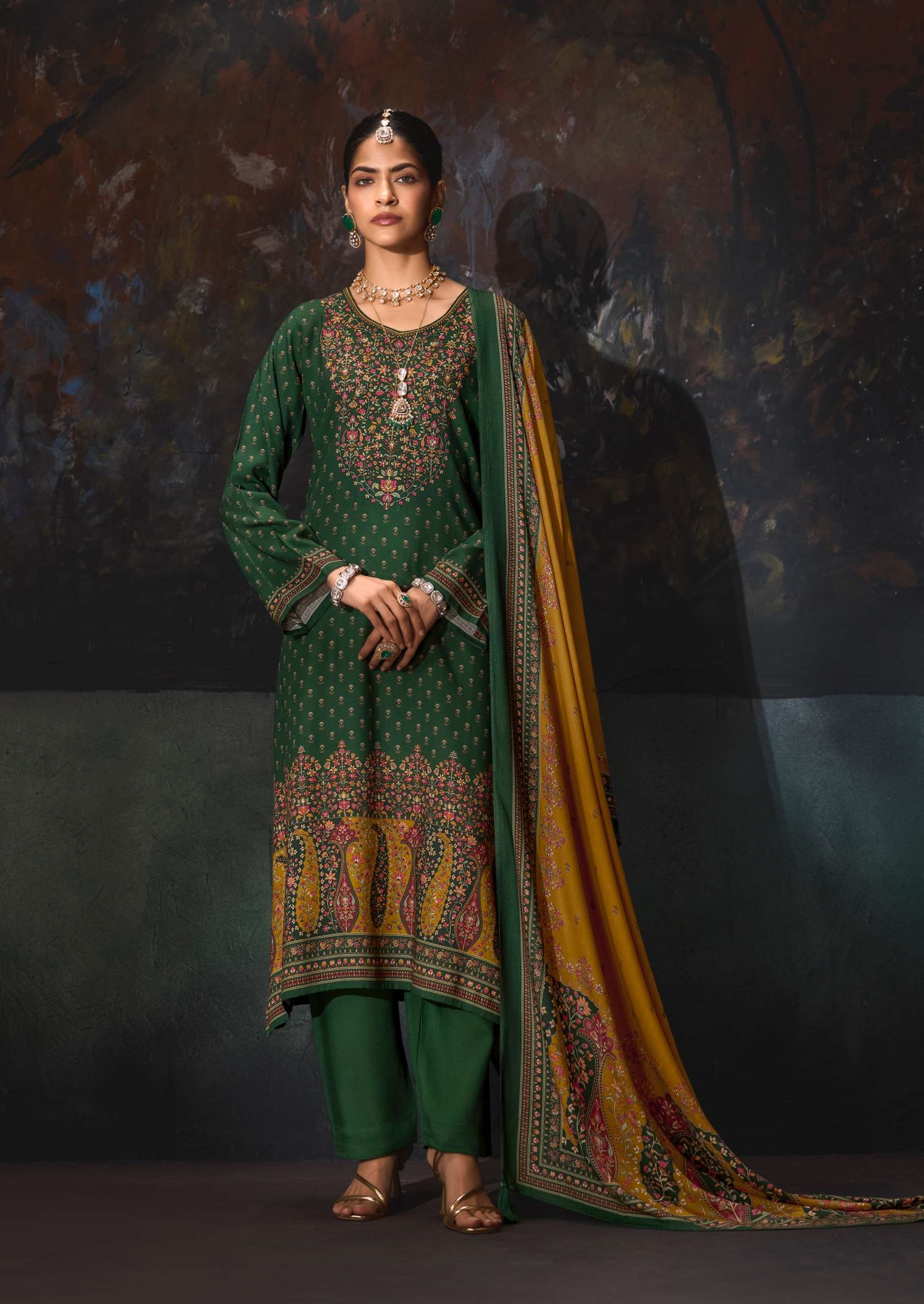 SADHANA FASHION ROSA PASHMINA DIGITAL PRINT WITH DESIGNER WORK SUIT