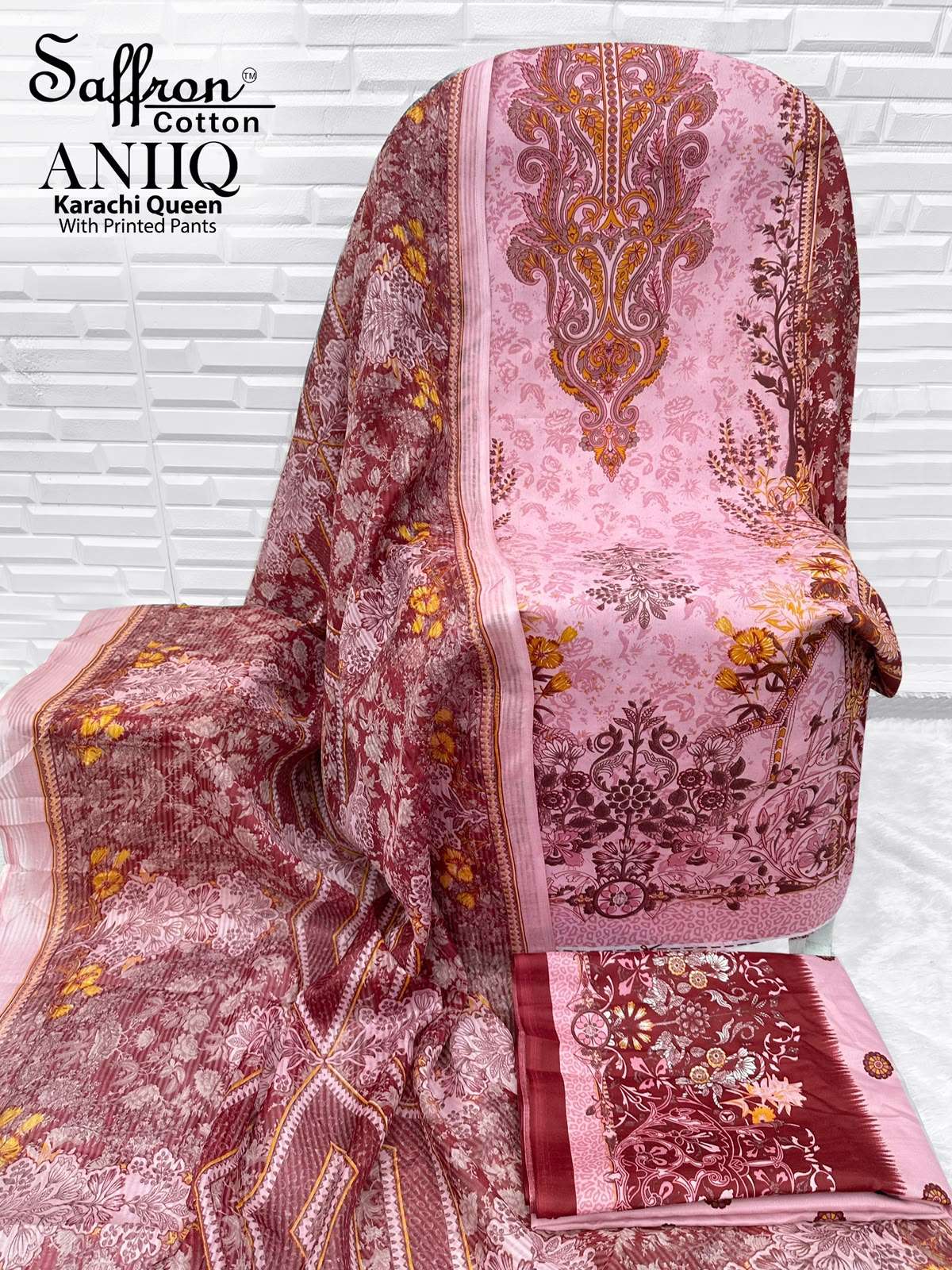 SAFFRON COTTON ANIQ COTTON DIGITAL PRINTS SALWAR SUIT 