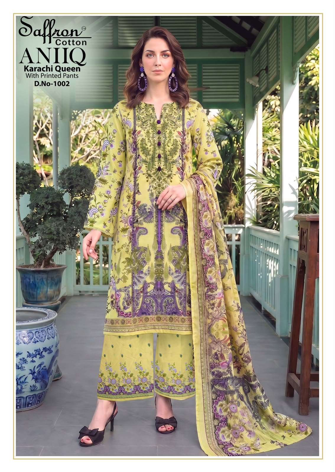 SAFFRON COTTON ANIQ COTTON DIGITAL PRINTS SALWAR SUIT 