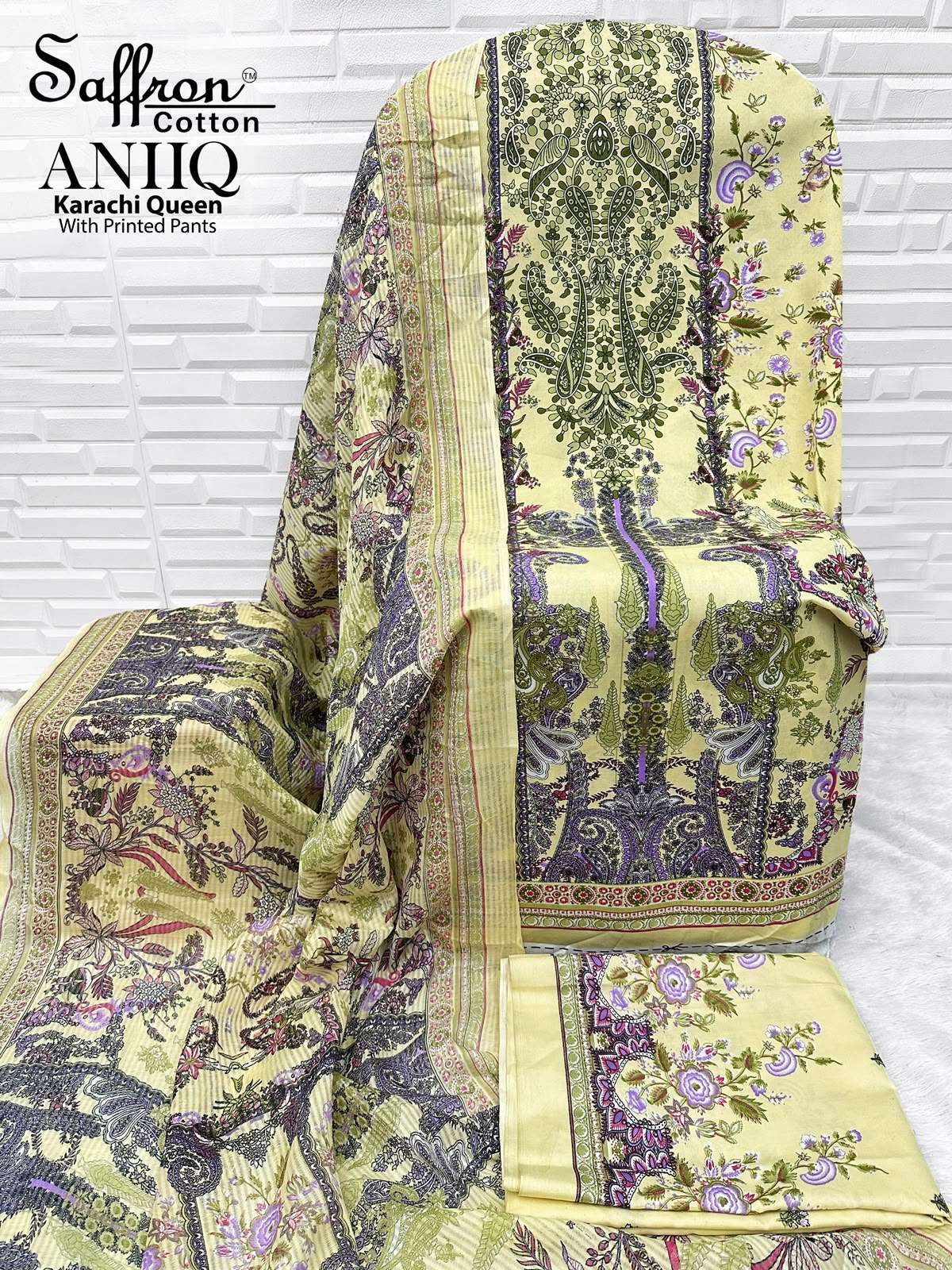 SAFFRON COTTON ANIQ COTTON DIGITAL PRINTS SALWAR SUIT 