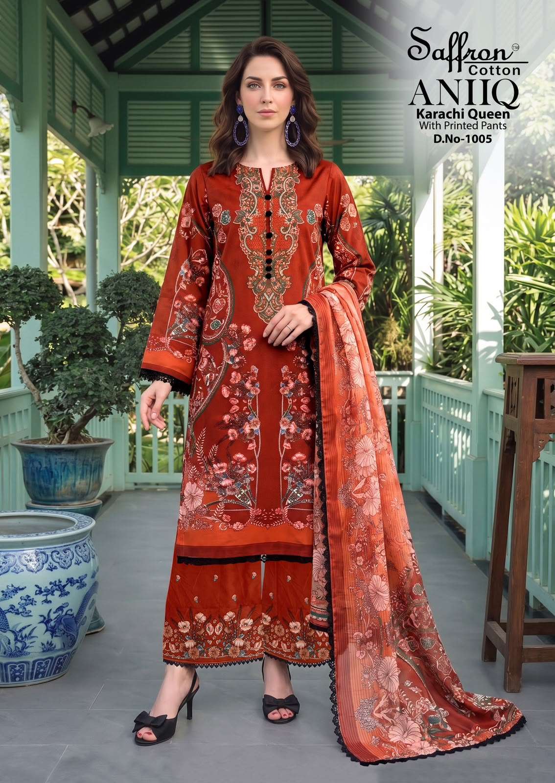SAFFRON COTTON ANIQ COTTON DIGITAL PRINTS SALWAR SUIT 