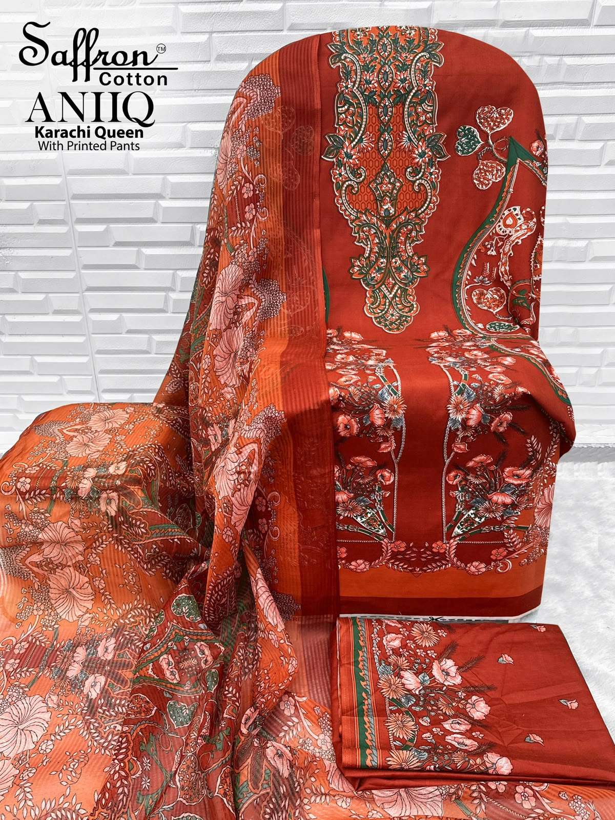 SAFFRON COTTON ANIQ COTTON DIGITAL PRINTS SALWAR SUIT 