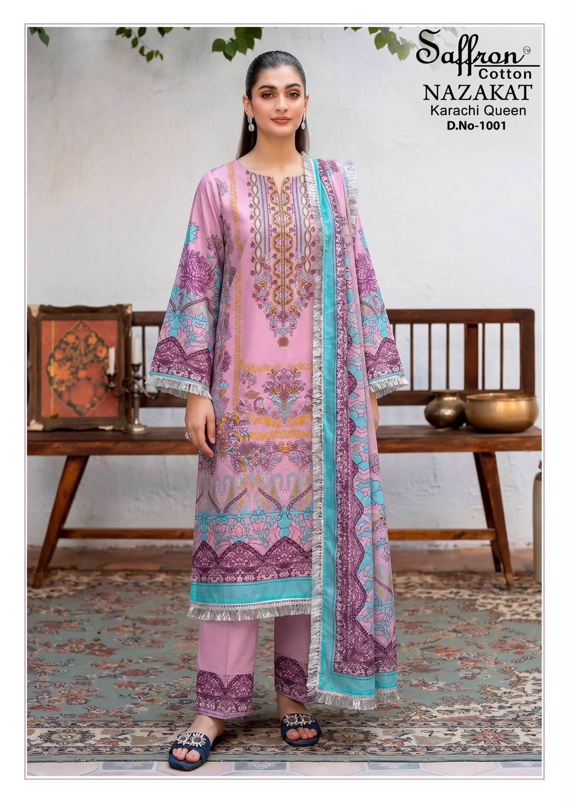 SAFFRON COTTON NAZAKAT KARACHI QUEEN VOL 1 COTTON DIGITAL STYLE PRINT SALWAR SUIT