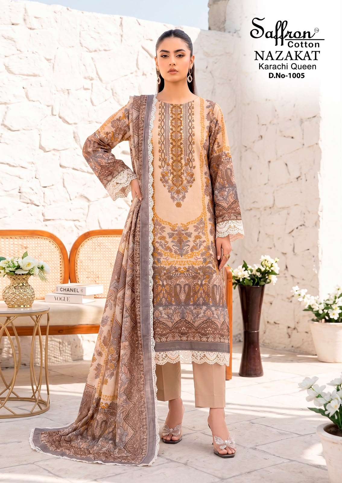 SAFFRON COTTON NAZAKAT KARACHI QUEEN VOL 1 COTTON DIGITAL STYLE PRINT SALWAR SUIT