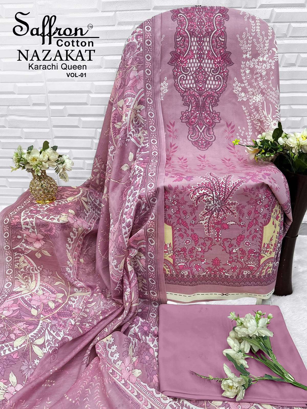 SAFFRON COTTON NAZAKAT KARACHI QUEEN VOL 1 COTTON DIGITAL STYLE PRINT SALWAR SUIT