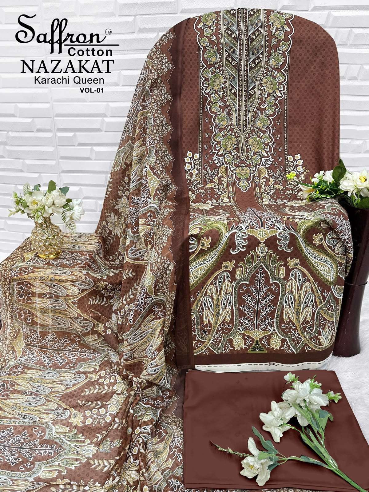 SAFFRON COTTON NAZAKAT KARACHI QUEEN VOL 1 COTTON DIGITAL STYLE PRINT SALWAR SUIT