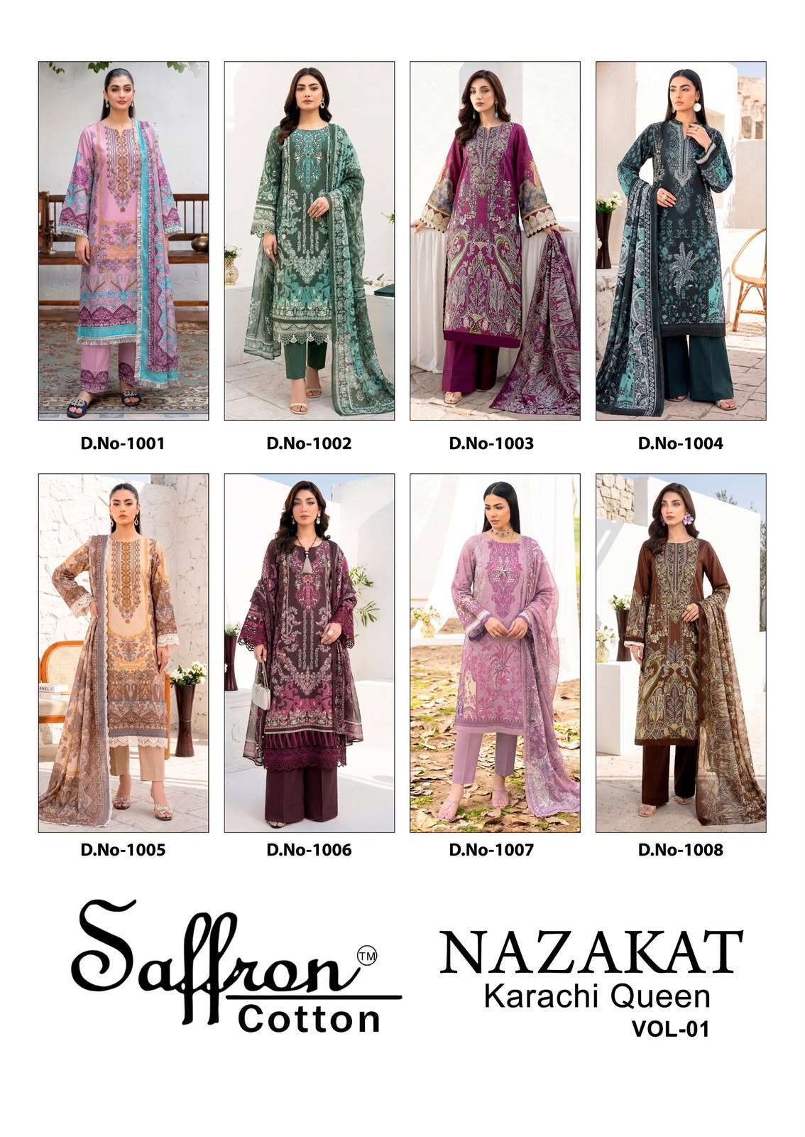 SAFFRON COTTON NAZAKAT KARACHI QUEEN VOL 1 COTTON DIGITAL STYLE PRINT SALWAR SUIT