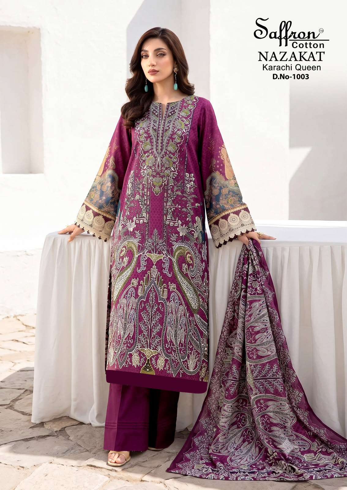 SAFFRON COTTON NAZAKAT KARACHI QUEEN VOL 1 COTTON DIGITAL STYLE PRINT SALWAR SUIT