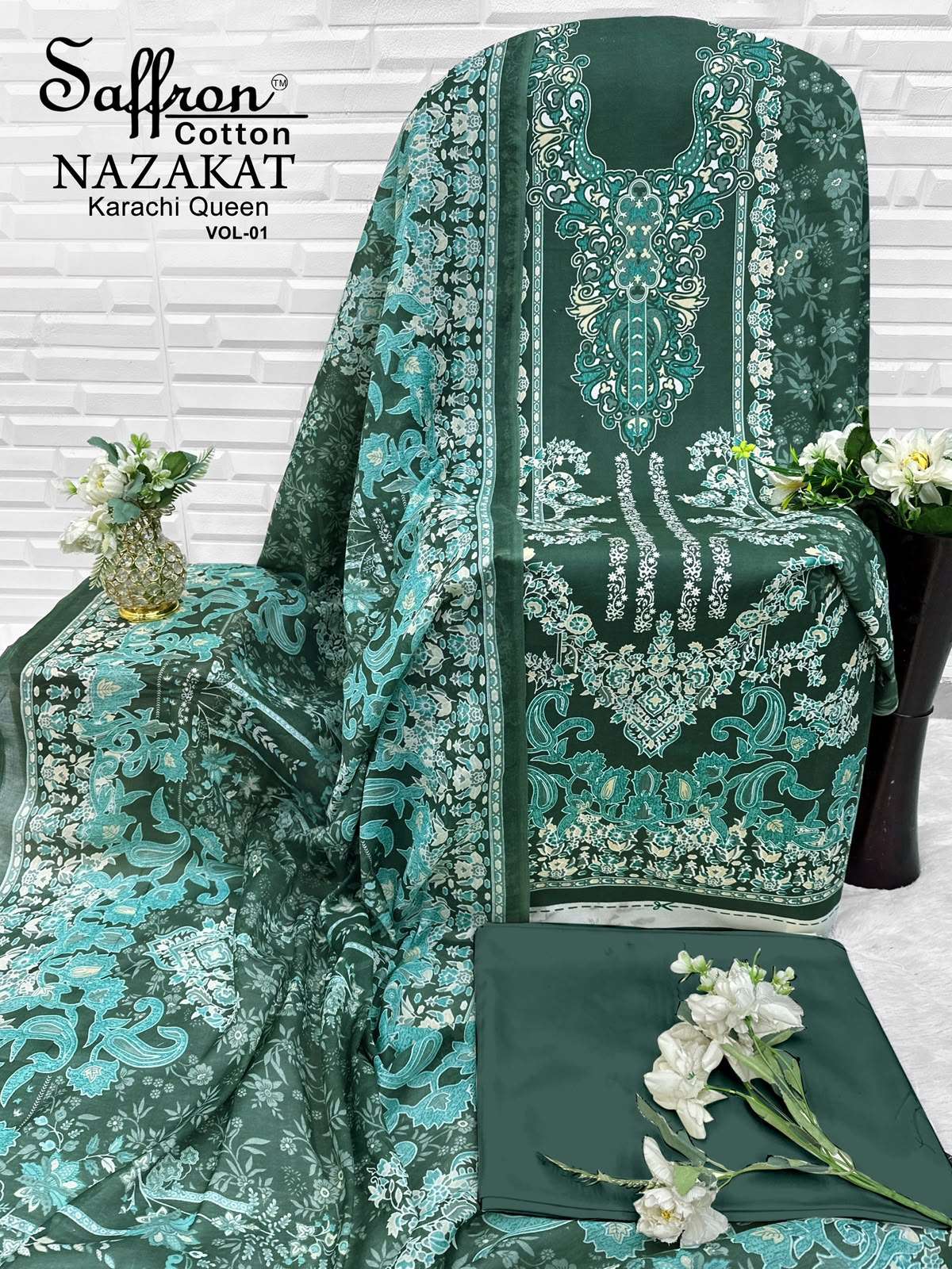 SAFFRON COTTON NAZAKAT KARACHI QUEEN VOL 1 COTTON DIGITAL STYLE PRINT SALWAR SUIT