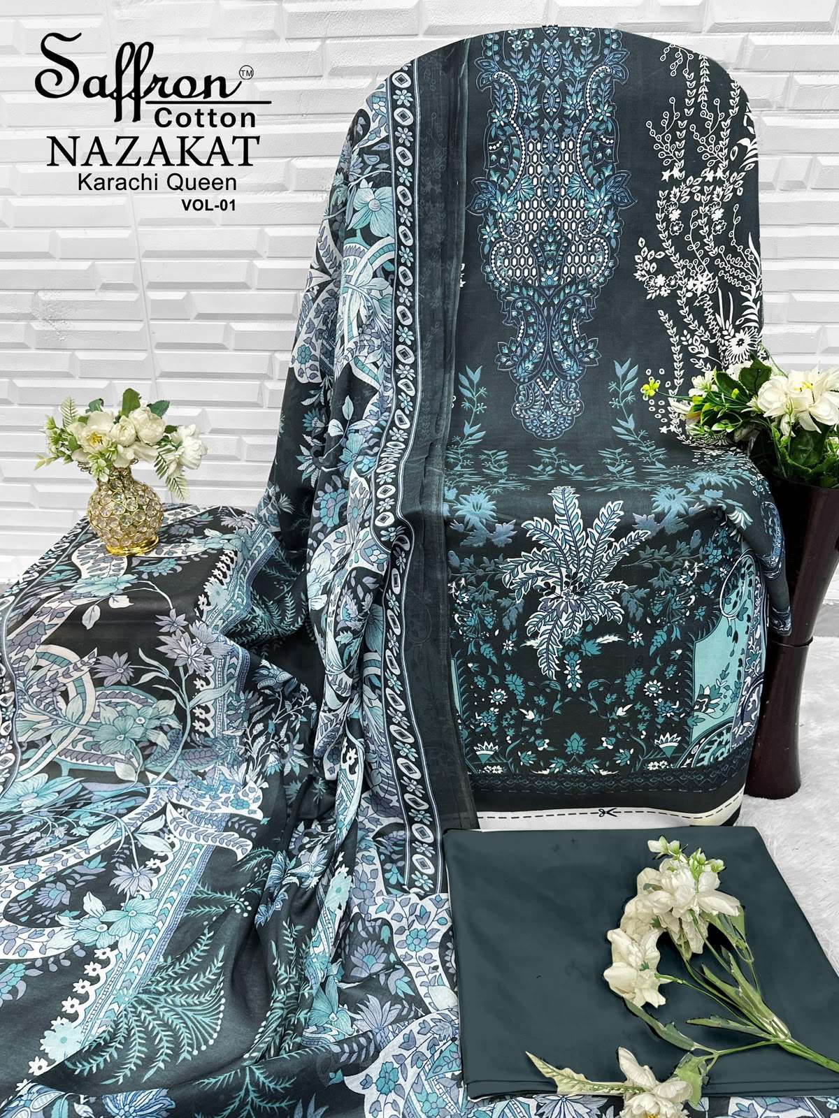 SAFFRON COTTON NAZAKAT KARACHI QUEEN VOL 1 COTTON DIGITAL STYLE PRINT SALWAR SUIT