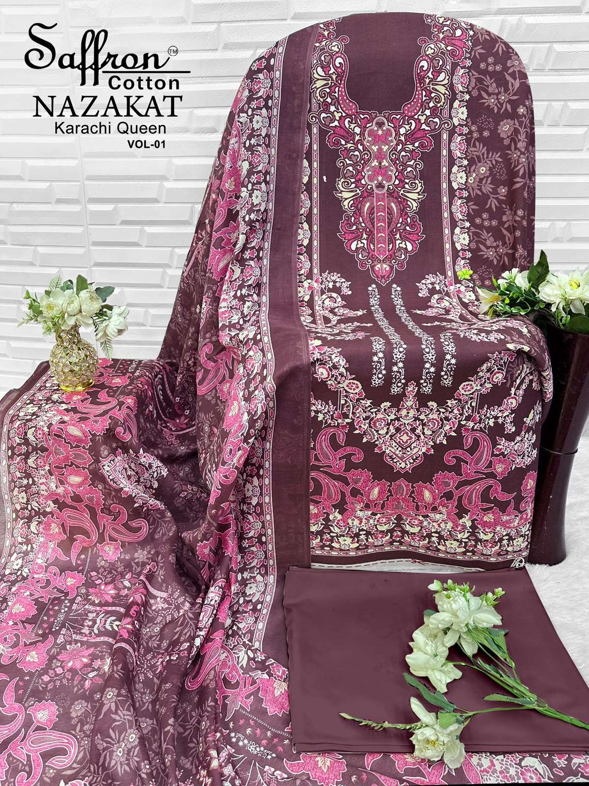 SAFFRON COTTON NAZAKAT KARACHI QUEEN VOL 1 COTTON DIGITAL STYLE PRINT SALWAR SUIT