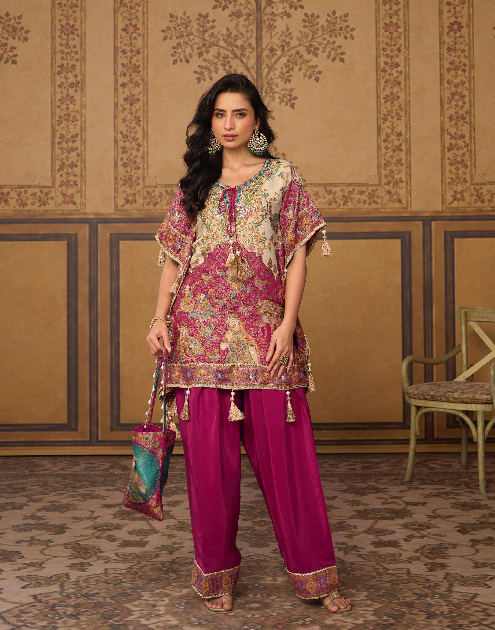 SAYURI DESIGNER DORI JACQUARD SILK DESIGNER FESTIVE WEAR TOP WITH BOTTOM PAIR 