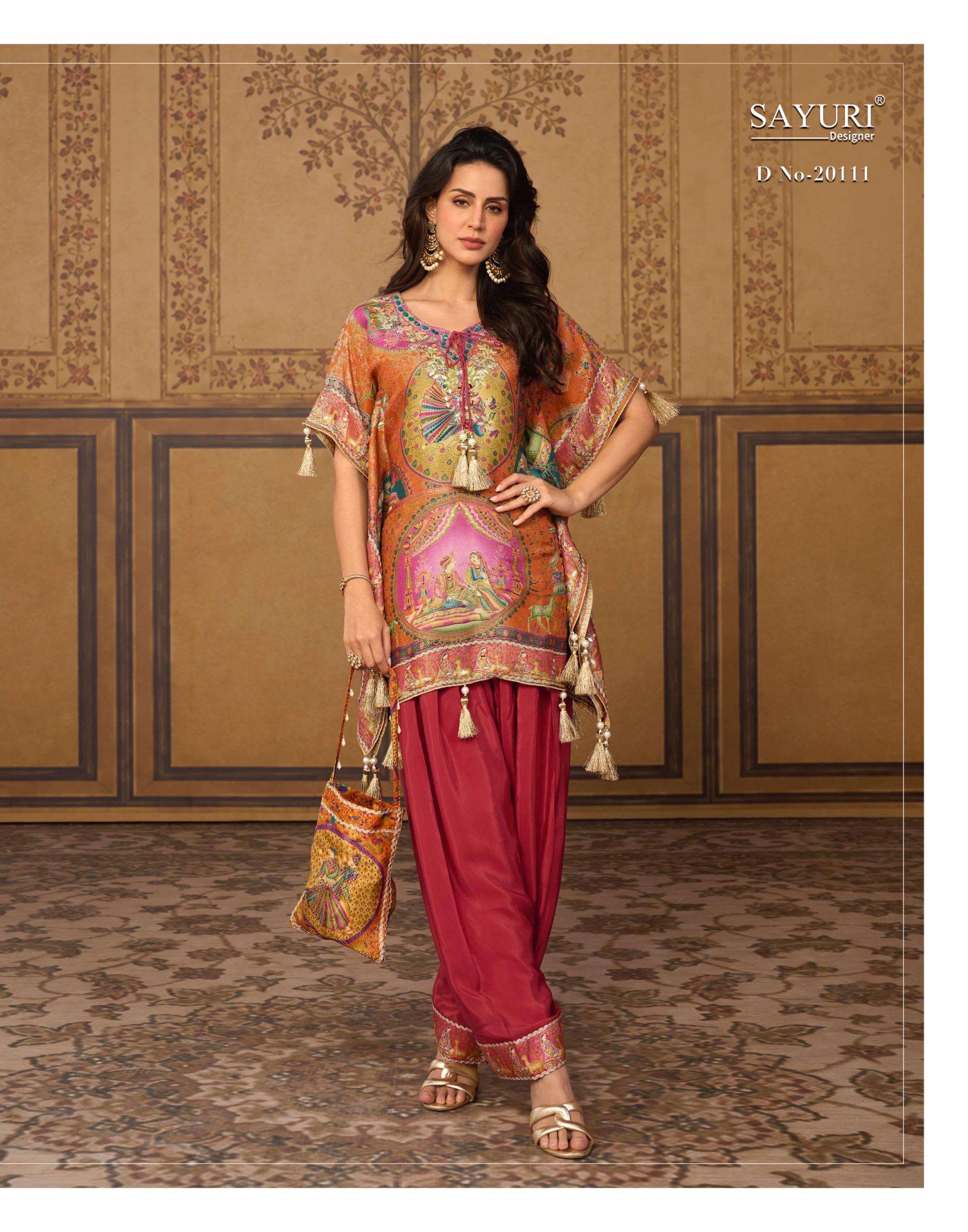 SAYURI DESIGNER DORI JACQUARD SILK DESIGNER FESTIVE WEAR TOP WITH BOTTOM PAIR 