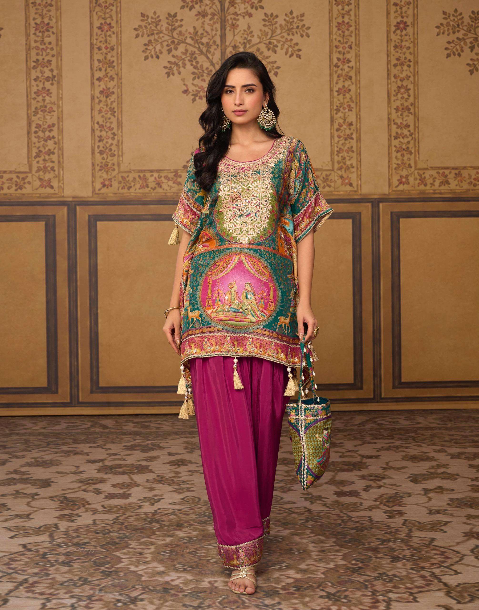 SAYURI DESIGNER DORI JACQUARD SILK DESIGNER FESTIVE WEAR TOP WITH BOTTOM PAIR 