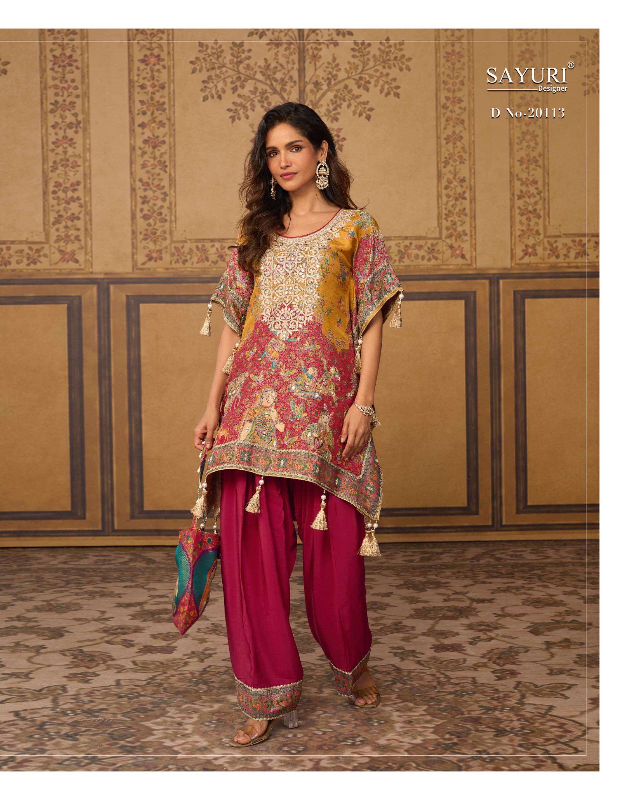 SAYURI DESIGNER DORI JACQUARD SILK DESIGNER FESTIVE WEAR TOP WITH BOTTOM PAIR 