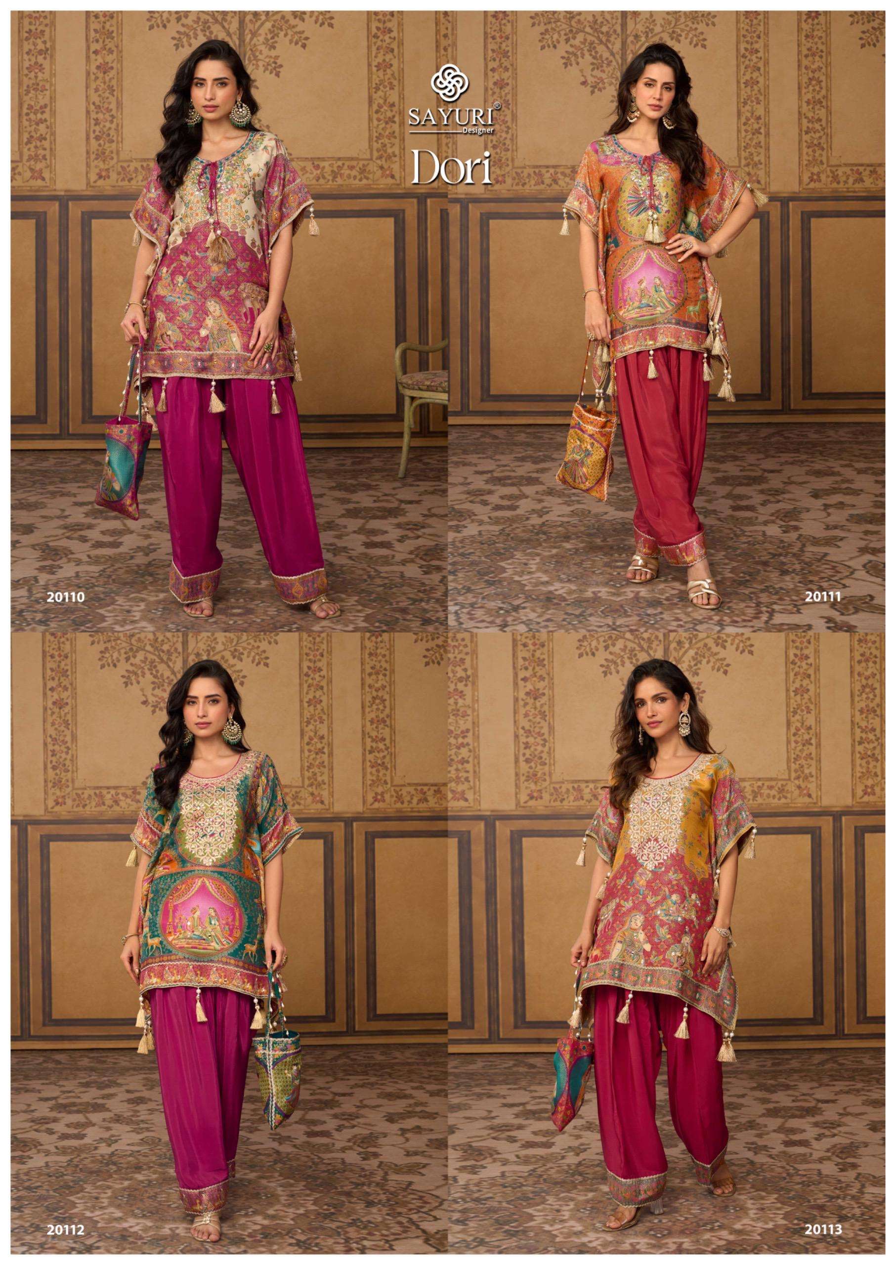 SAYURI DESIGNER DORI JACQUARD SILK DESIGNER FESTIVE WEAR TOP WITH BOTTOM PAIR 