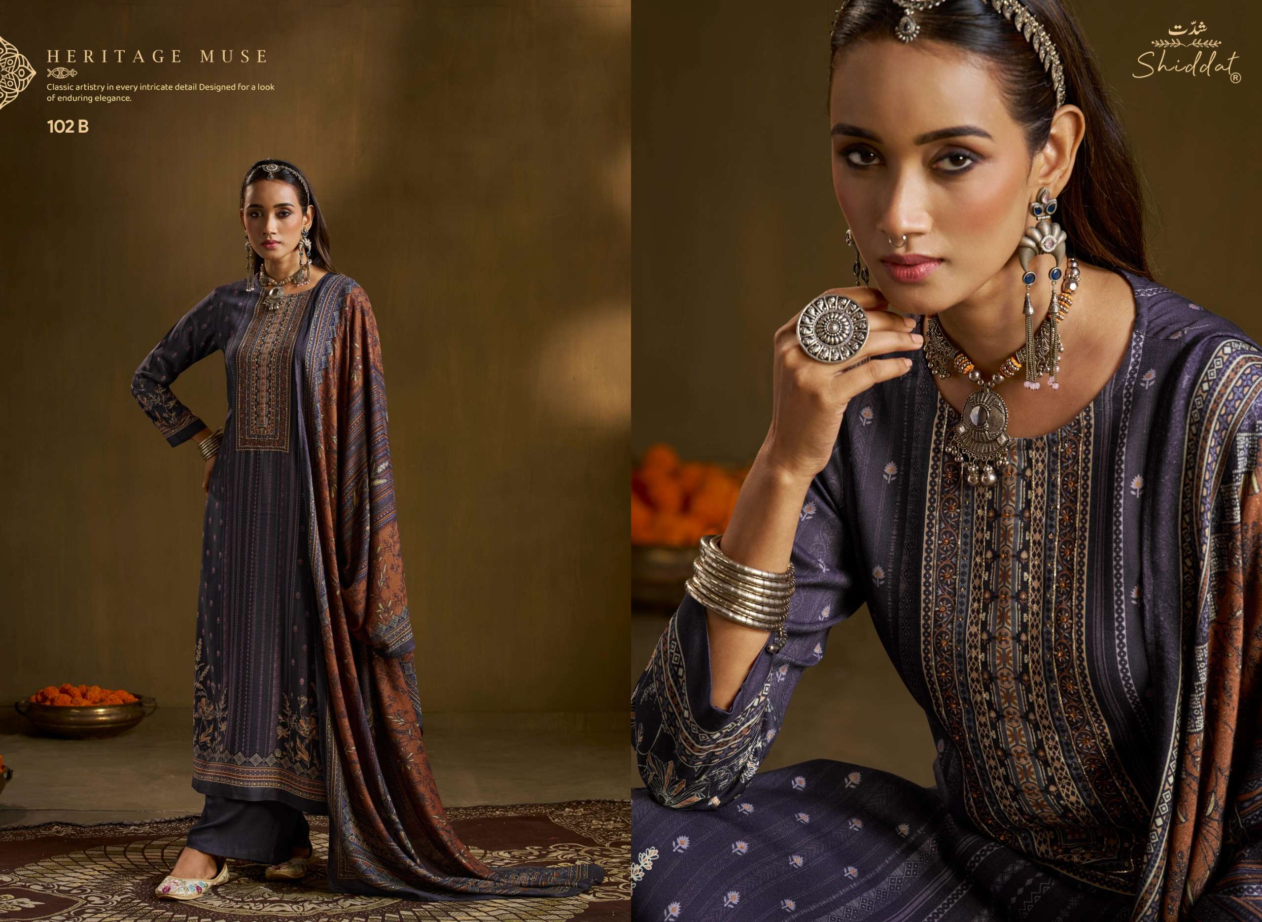 SHIDDAT CALISTA 102 VISCOSE PASHMINA DESIGNER WORK SUIT