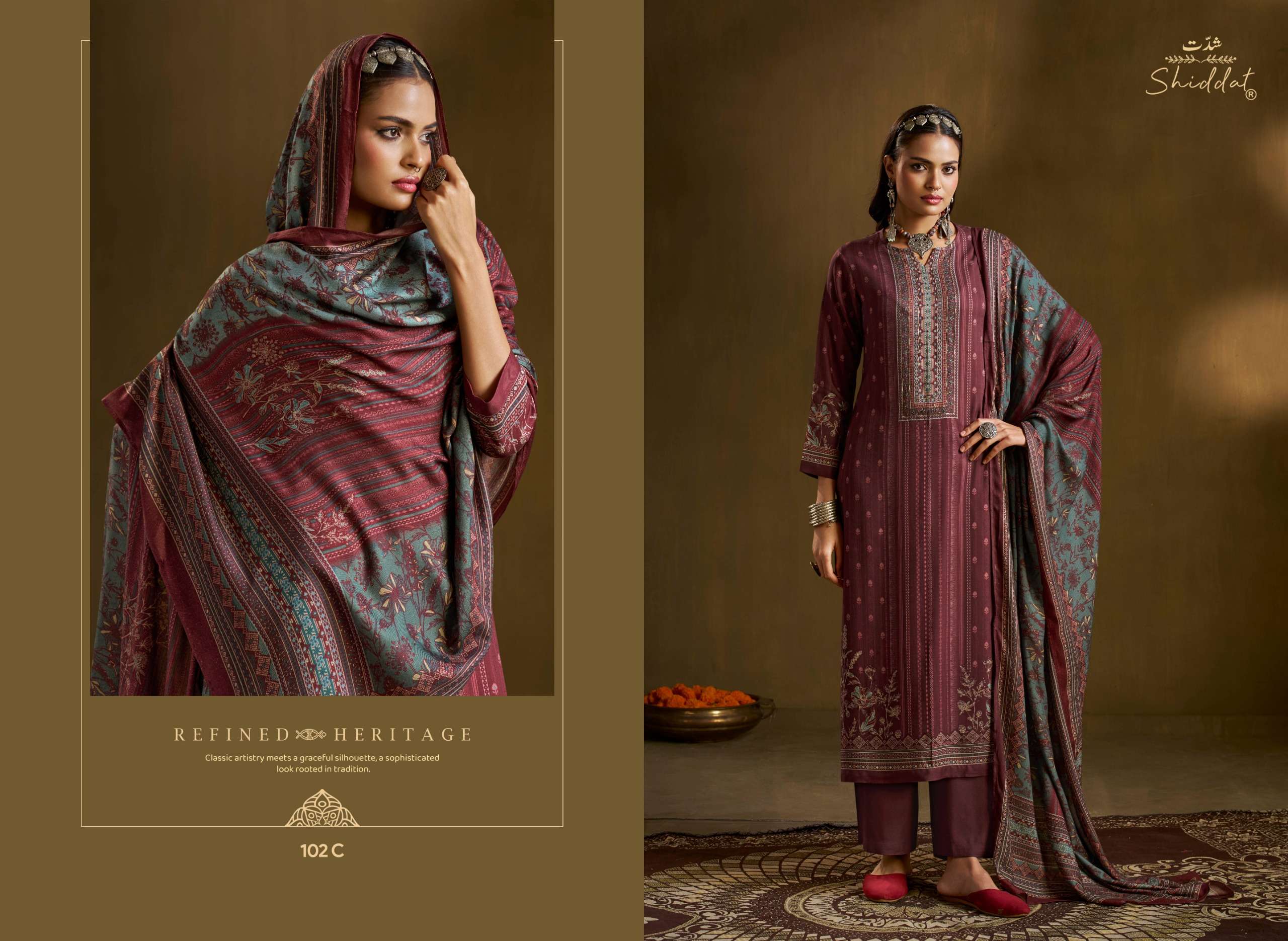 SHIDDAT CALISTA 102 VISCOSE PASHMINA DESIGNER WORK SUIT
