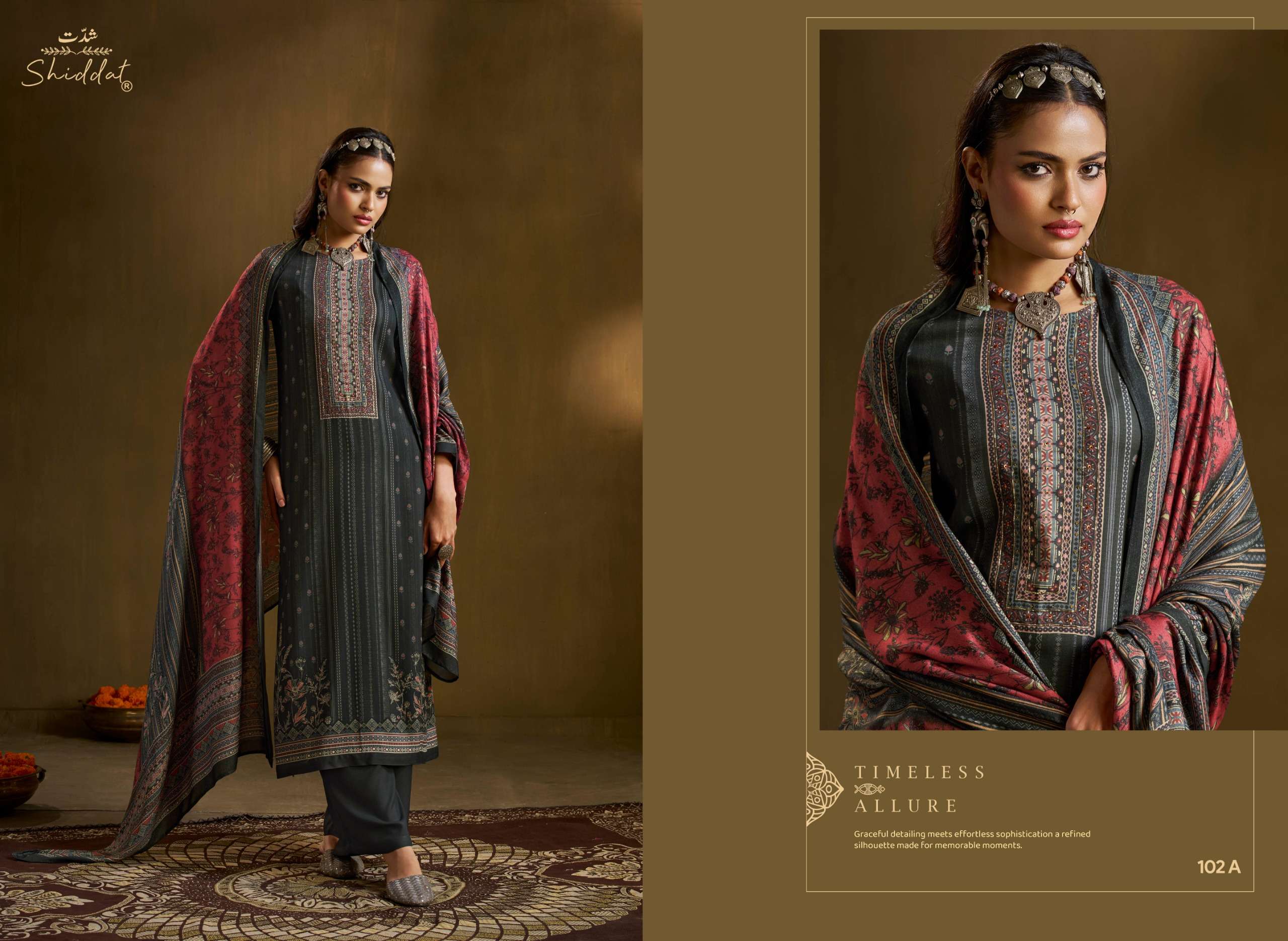 SHIDDAT CALISTA 102 VISCOSE PASHMINA DESIGNER WORK SUIT