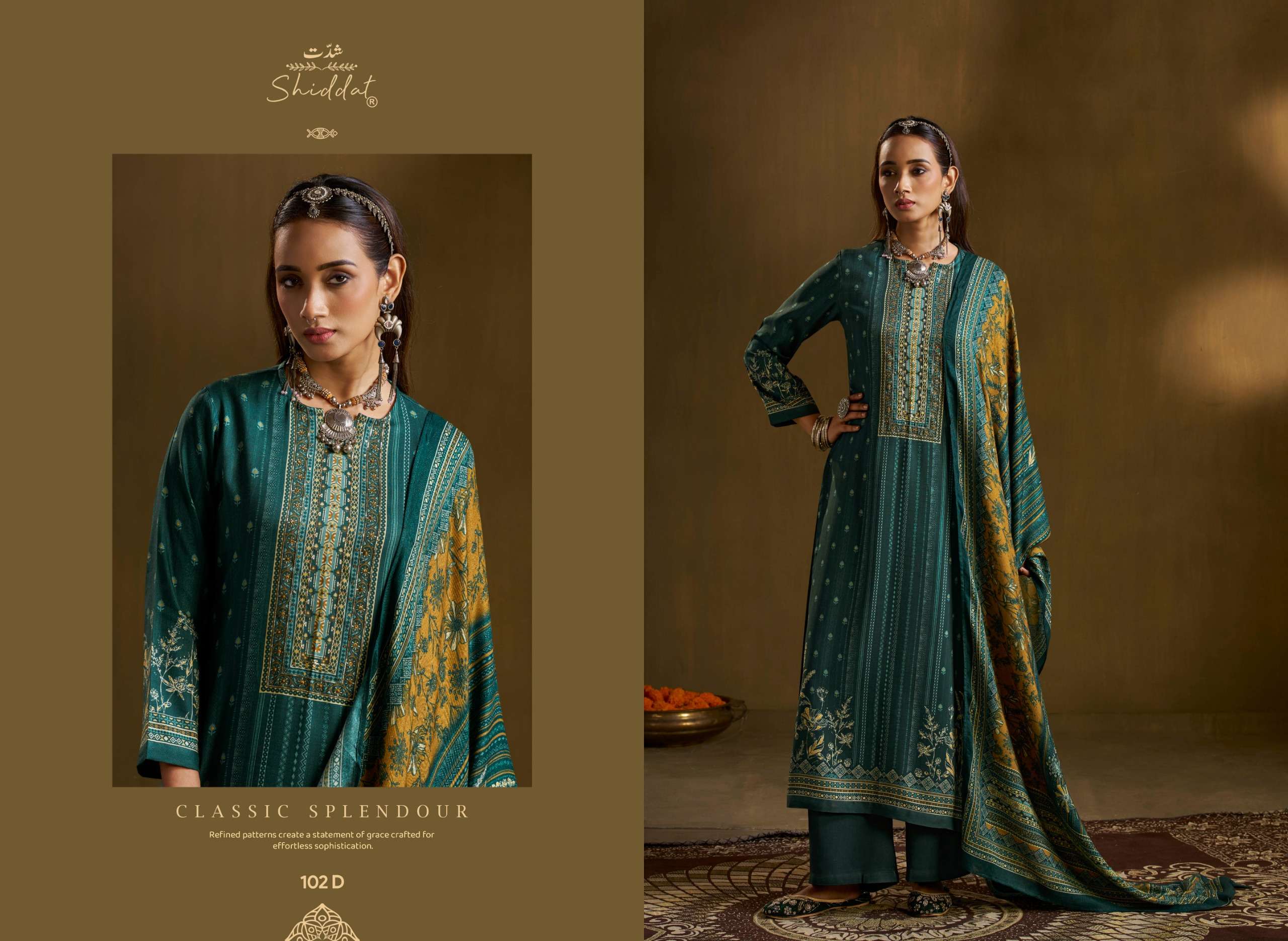 SHIDDAT CALISTA 102 VISCOSE PASHMINA DESIGNER WORK SUIT