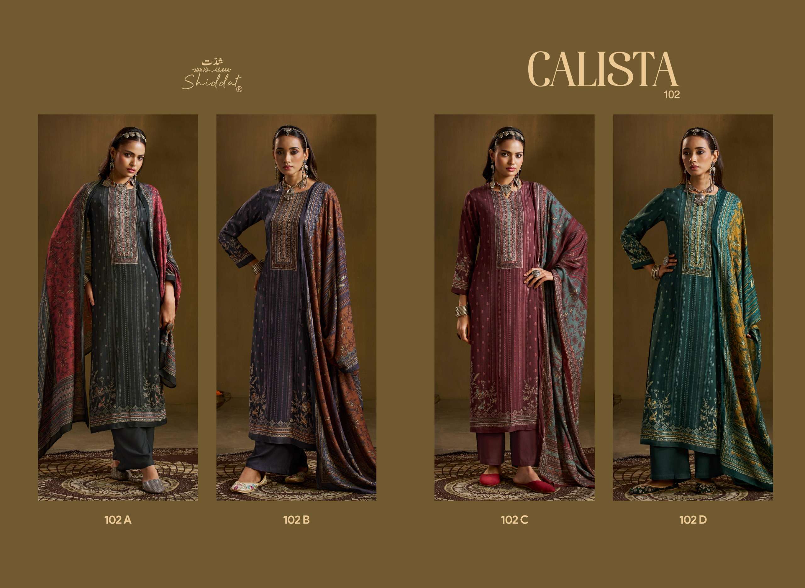 SHIDDAT CALISTA 102 VISCOSE PASHMINA DESIGNER WORK SUIT