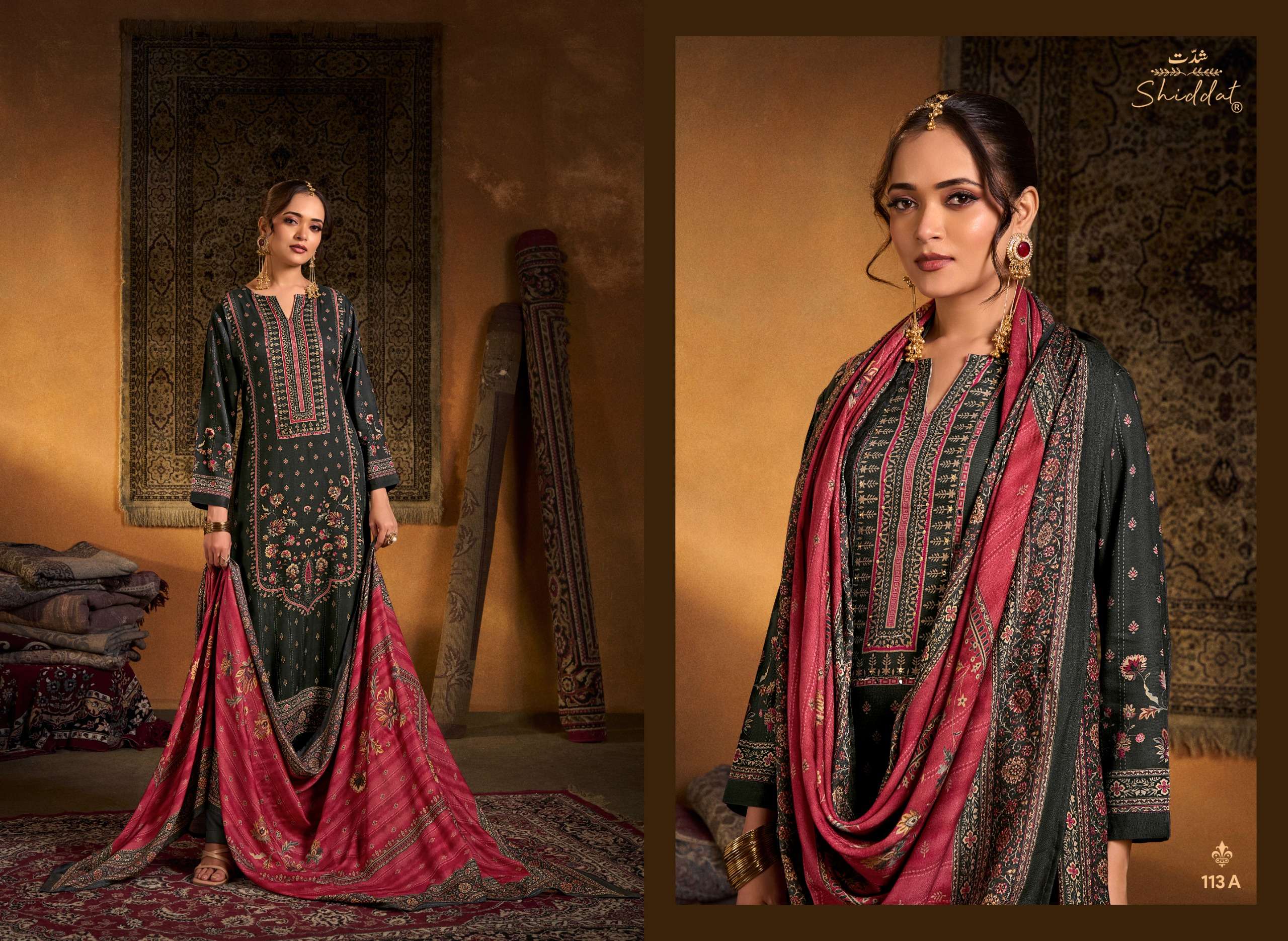 SHIDDAT CALISTA 113 PASHMINA DIGITAL PRINT WITH EMBROIDERY DESIGNER WORK SUIT