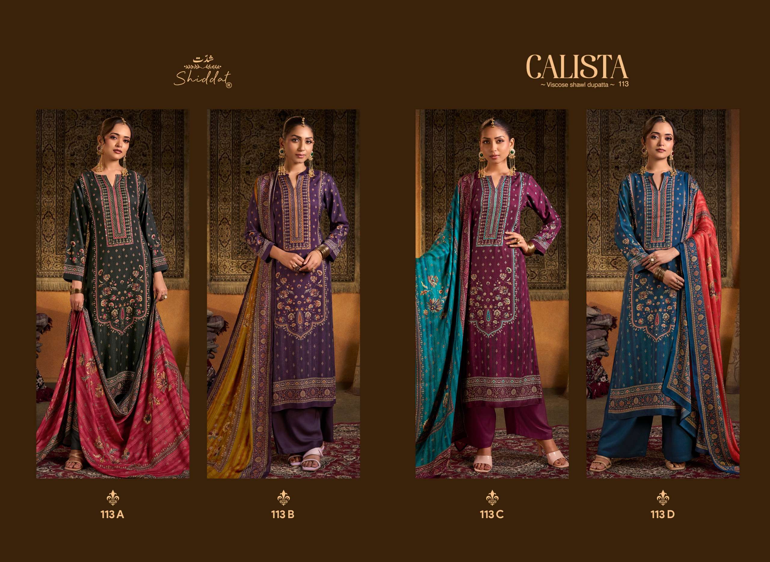 SHIDDAT CALISTA 113 PASHMINA DIGITAL PRINT WITH EMBROIDERY DESIGNER WORK SUIT
