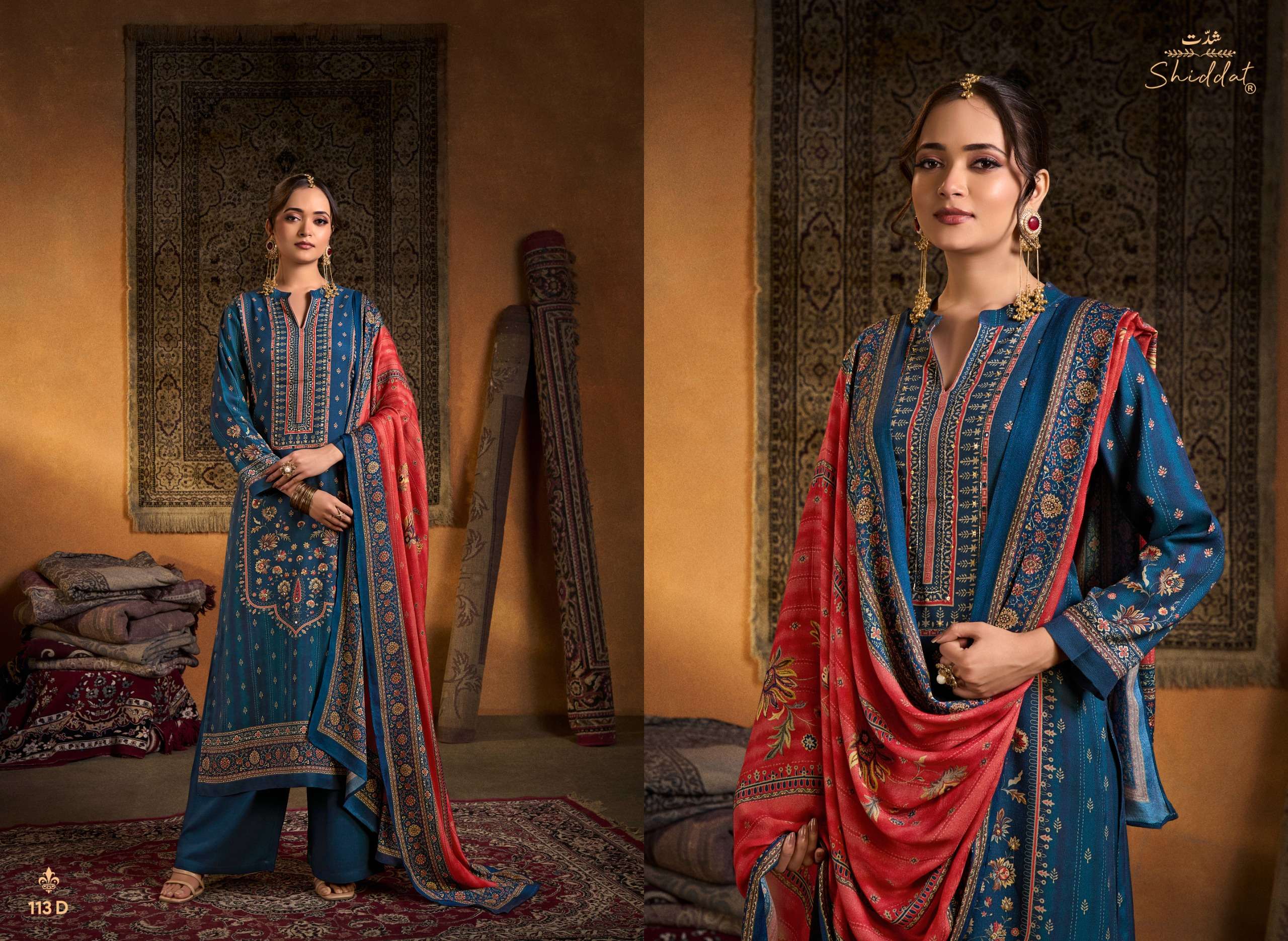 SHIDDAT CALISTA 113 PASHMINA DIGITAL PRINT WITH EMBROIDERY DESIGNER WORK SUIT