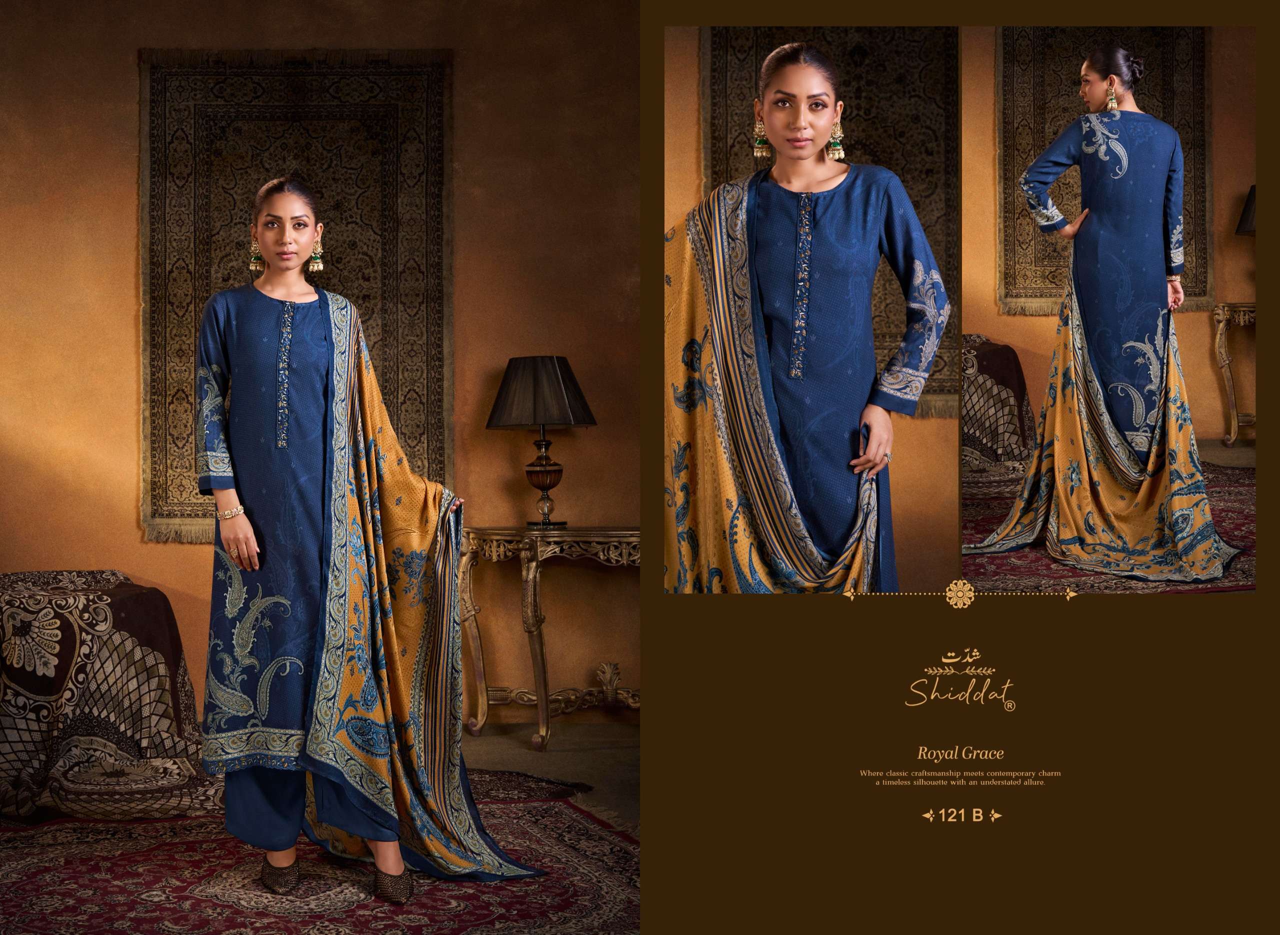 SHIDDAT CALISTA 121 PASHMINA DIGITAL PRINT WITH EMBROIDERY DESIGNER WORK SUIT