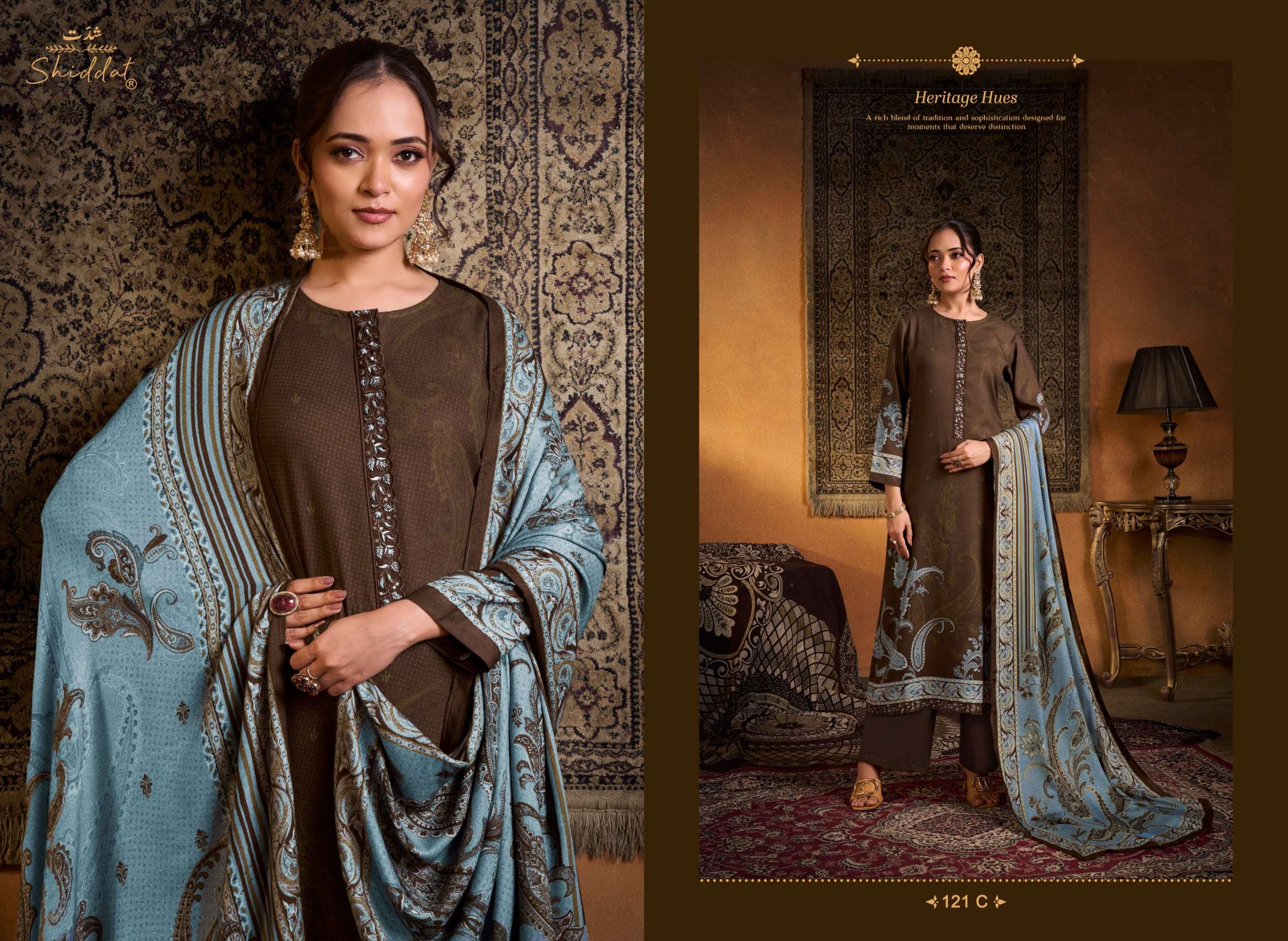 SHIDDAT CALISTA 121 PASHMINA DIGITAL PRINT WITH EMBROIDERY DESIGNER WORK SUIT