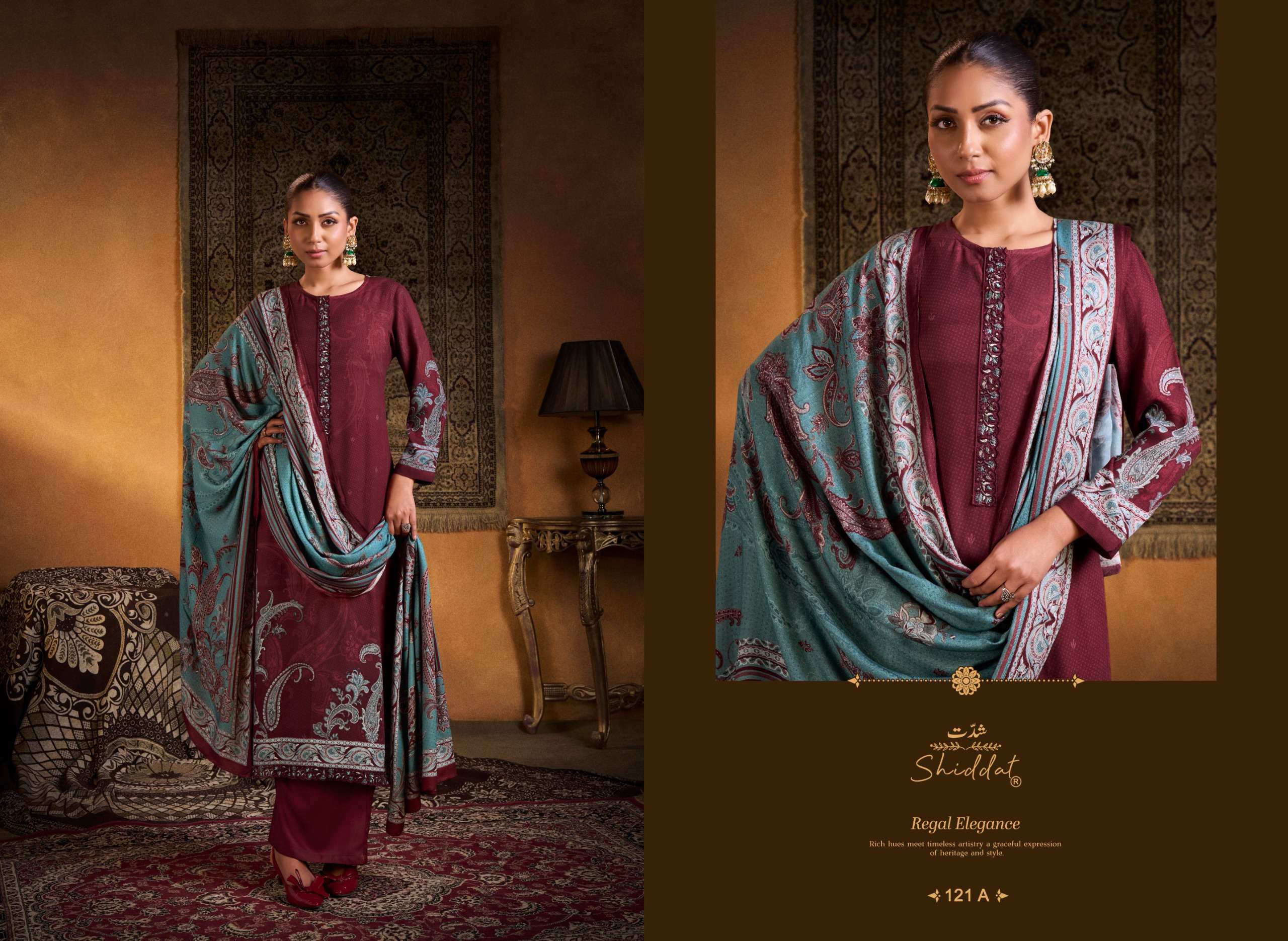 SHIDDAT CALISTA 121 PASHMINA DIGITAL PRINT WITH EMBROIDERY DESIGNER WORK SUIT