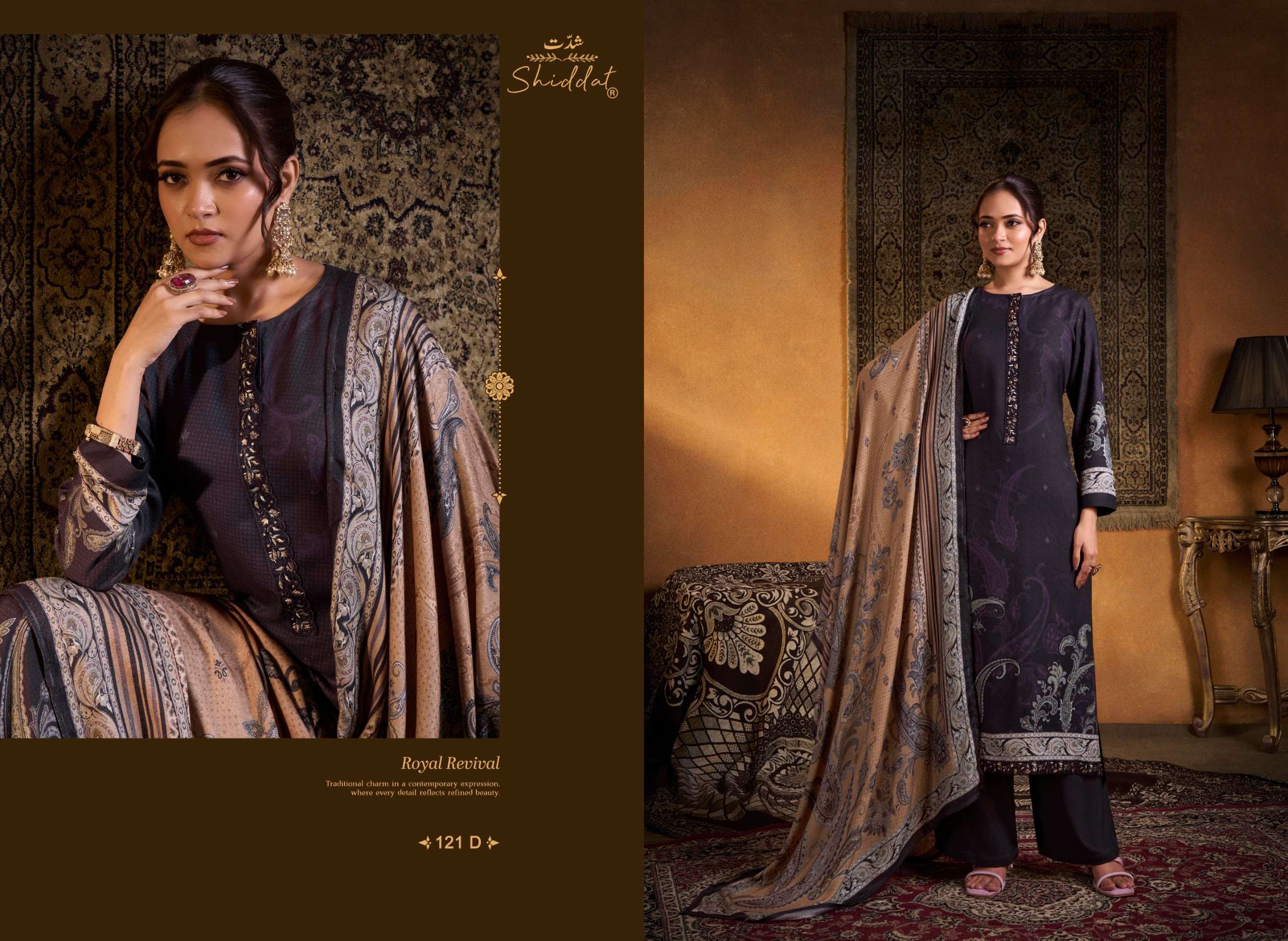 SHIDDAT CALISTA 121 PASHMINA DIGITAL PRINT WITH EMBROIDERY DESIGNER WORK SUIT