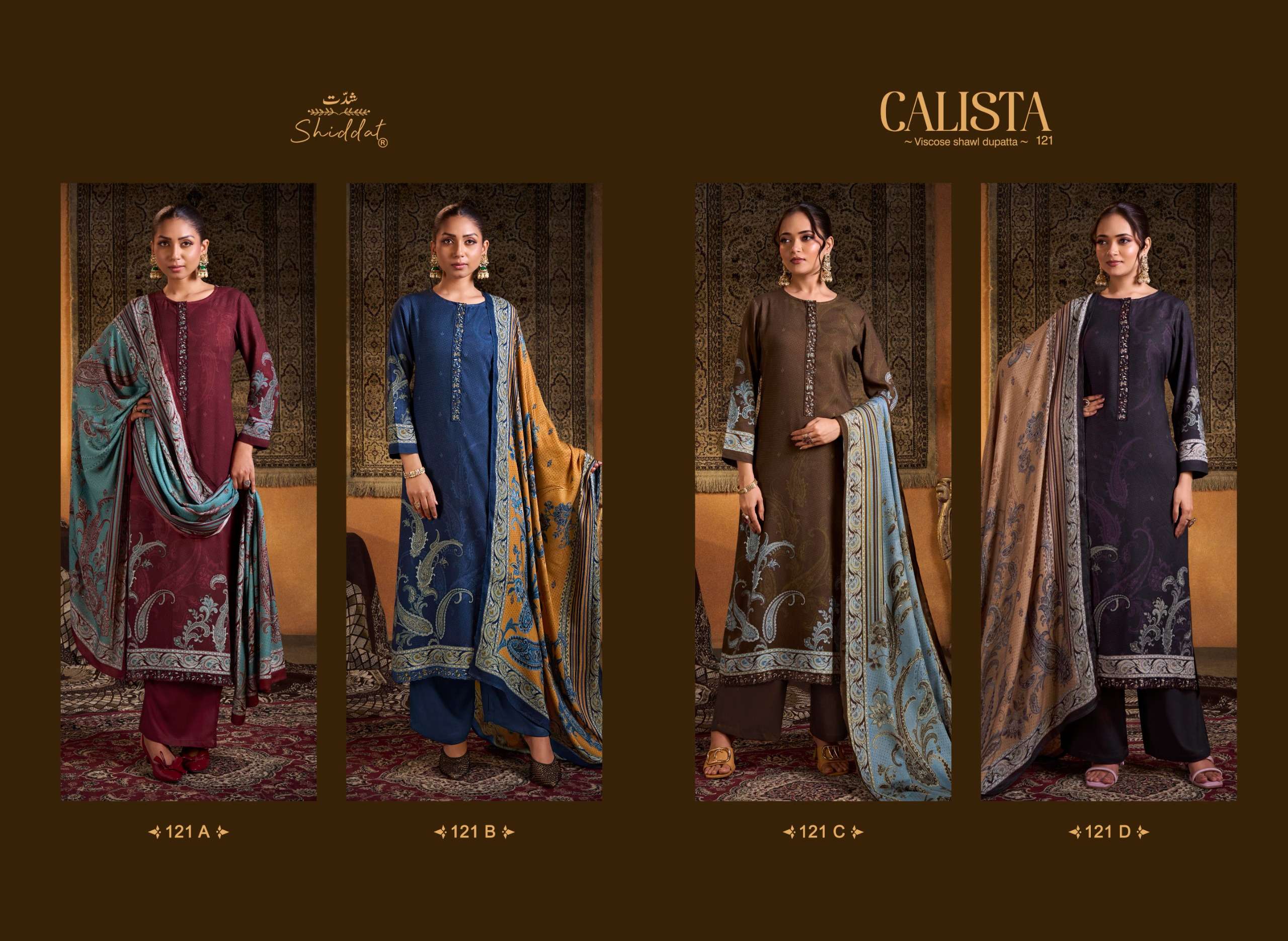 SHIDDAT CALISTA 121 PASHMINA DIGITAL PRINT WITH EMBROIDERY DESIGNER WORK SUIT