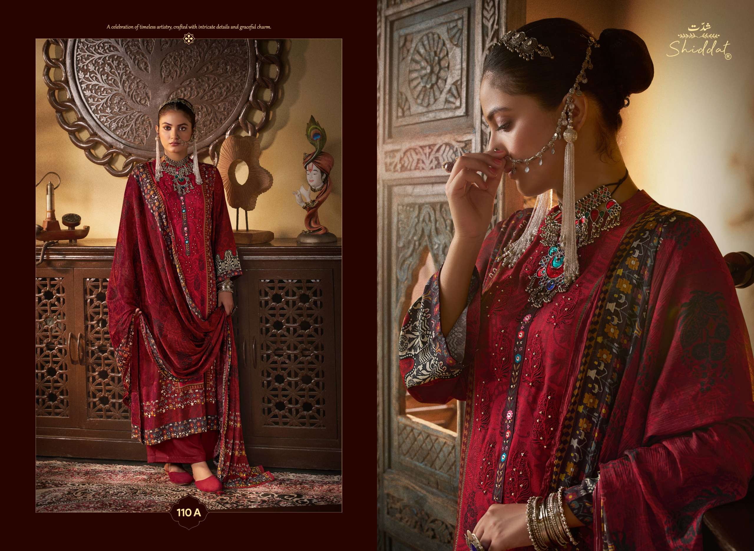 SHIDDAT CASTIEL 110 PASHMINA DESIGNER WORK WINTER WEAR SUIT 