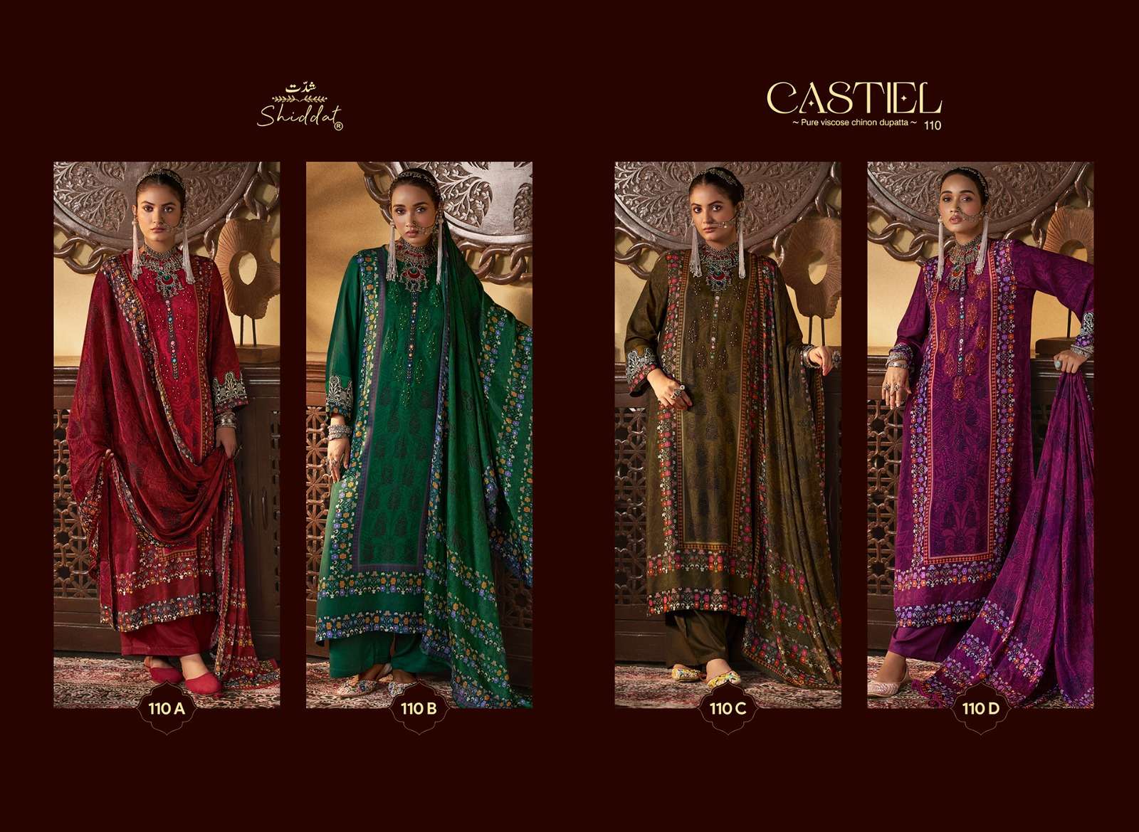 SHIDDAT CASTIEL 110 PASHMINA DESIGNER WORK WINTER WEAR SUIT 