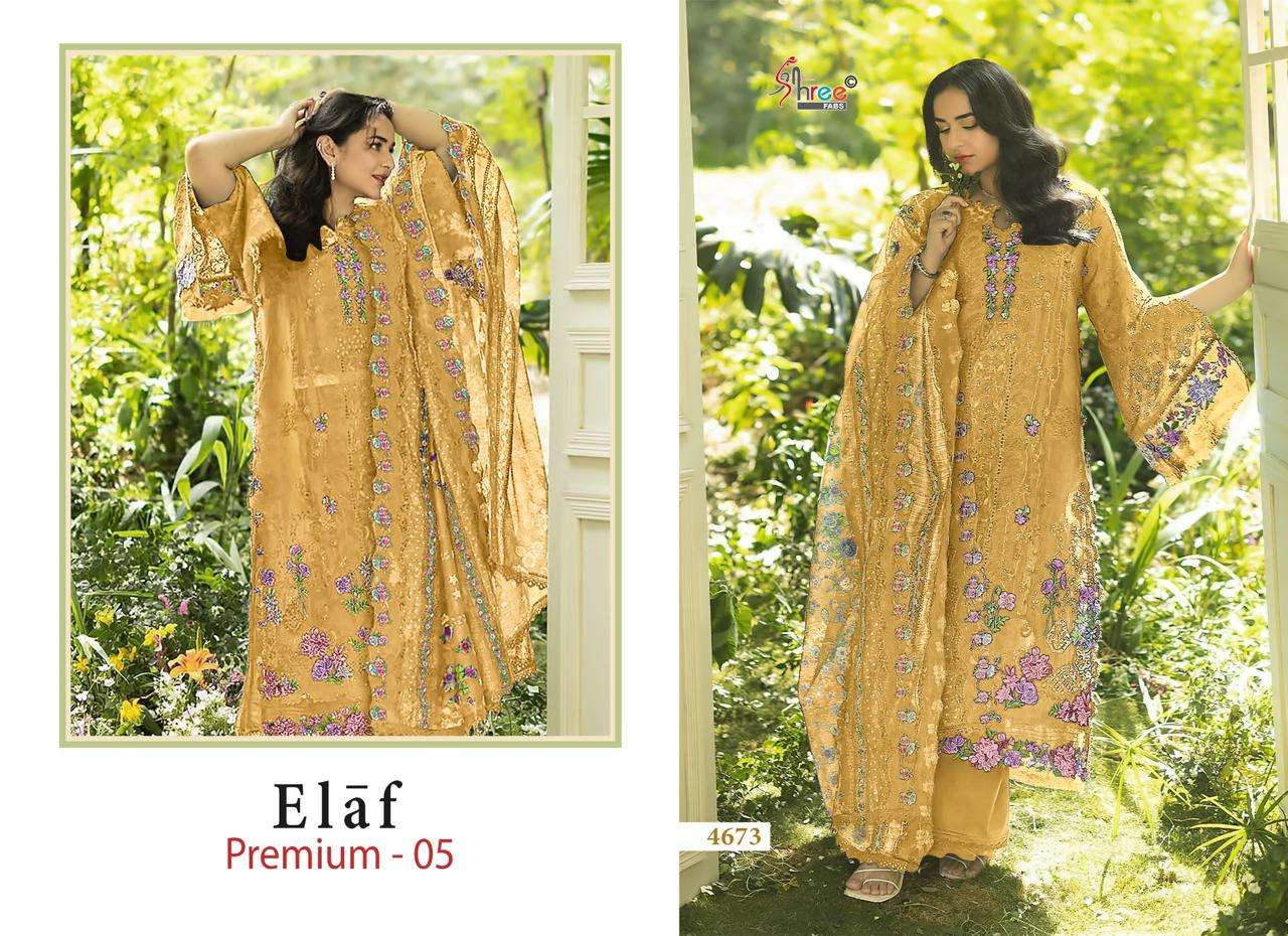 SHREE FABS ELAF PREMIUM 5 COTTON HEAVY EMBROIDERY DESIGNER PAKISTANI SUIT