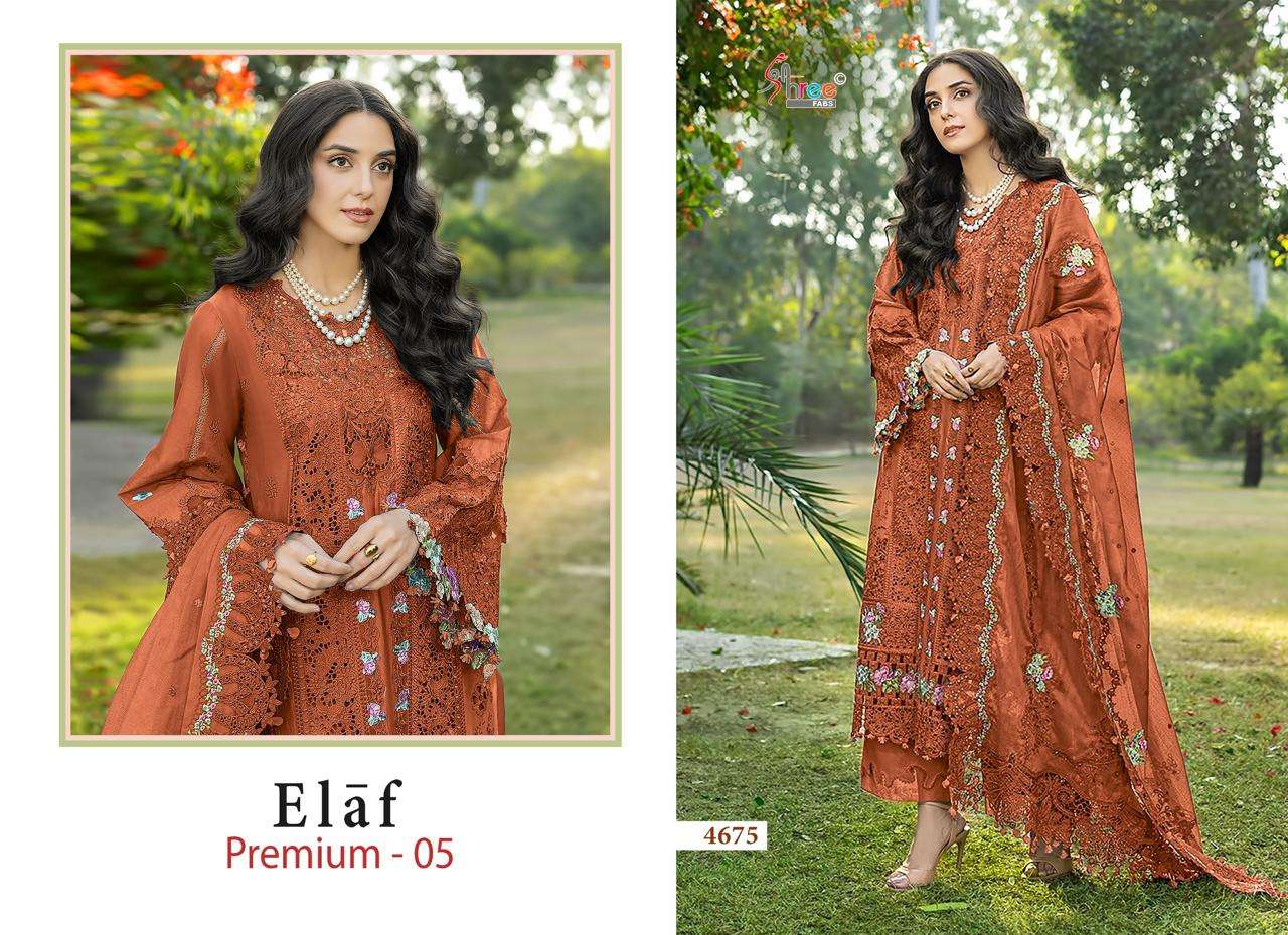 SHREE FABS ELAF PREMIUM 5 COTTON HEAVY EMBROIDERY DESIGNER PAKISTANI SUIT