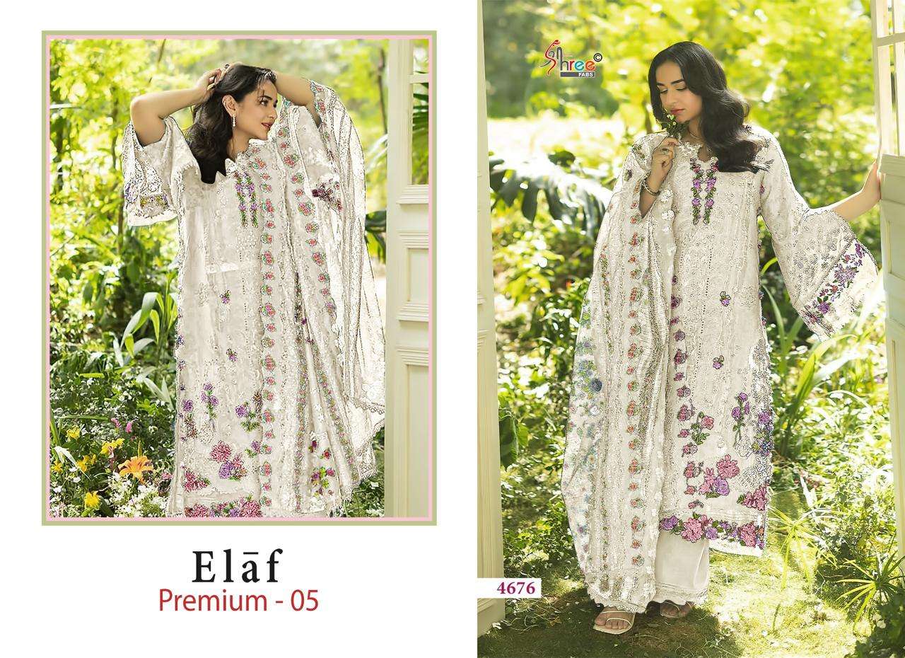 SHREE FABS ELAF PREMIUM 5 COTTON HEAVY EMBROIDERY DESIGNER PAKISTANI SUIT